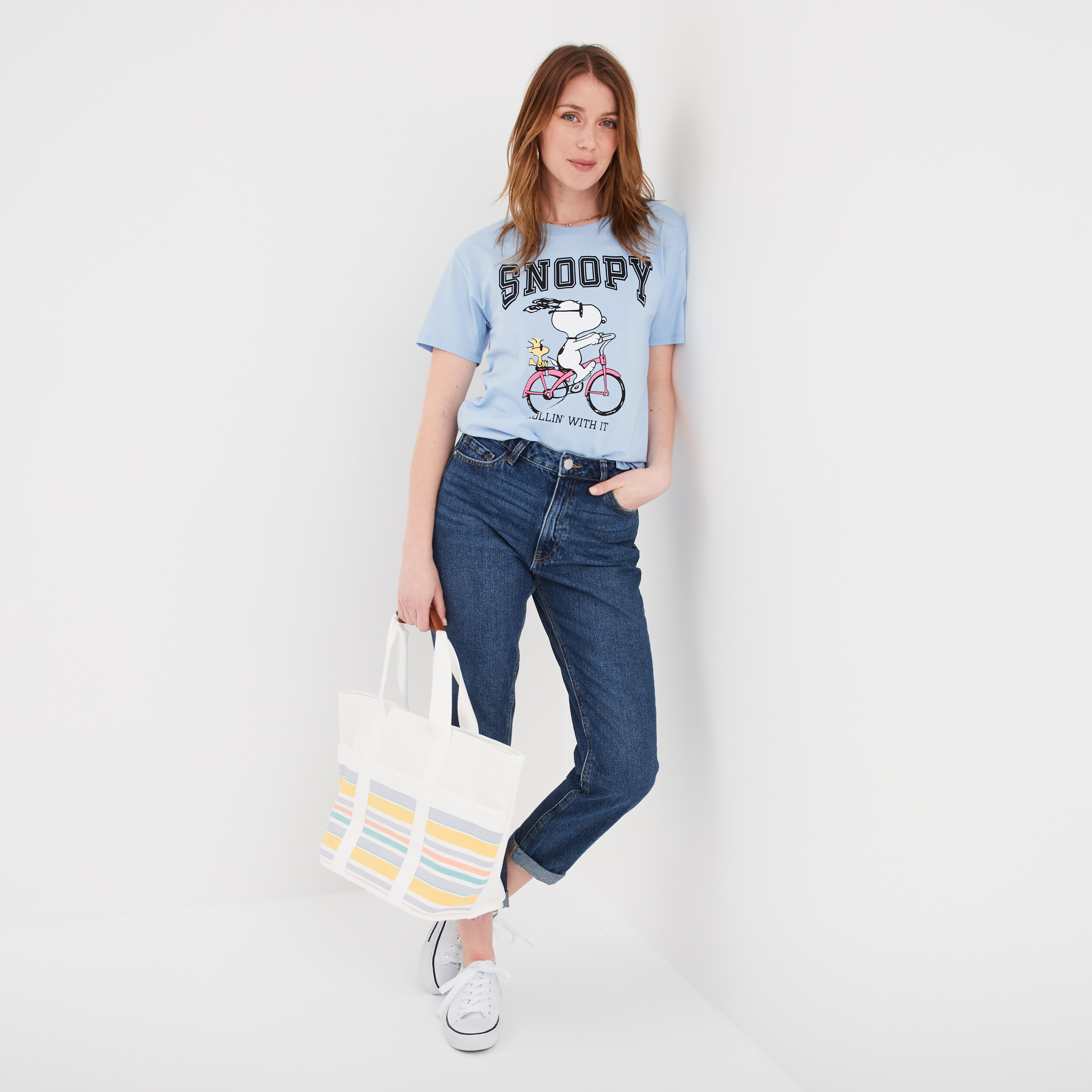 t shirt manches courtes snoopy bleu femme T-shirt manches courtes Snoopy bleu femme