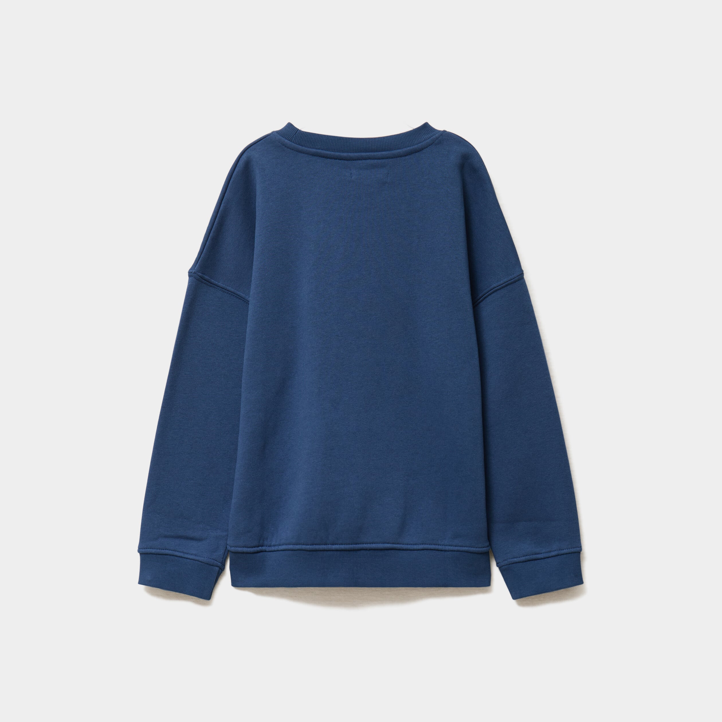 Sweat oversize manches longues col rond bleu fonc&eacute; gar&ccedil;on
