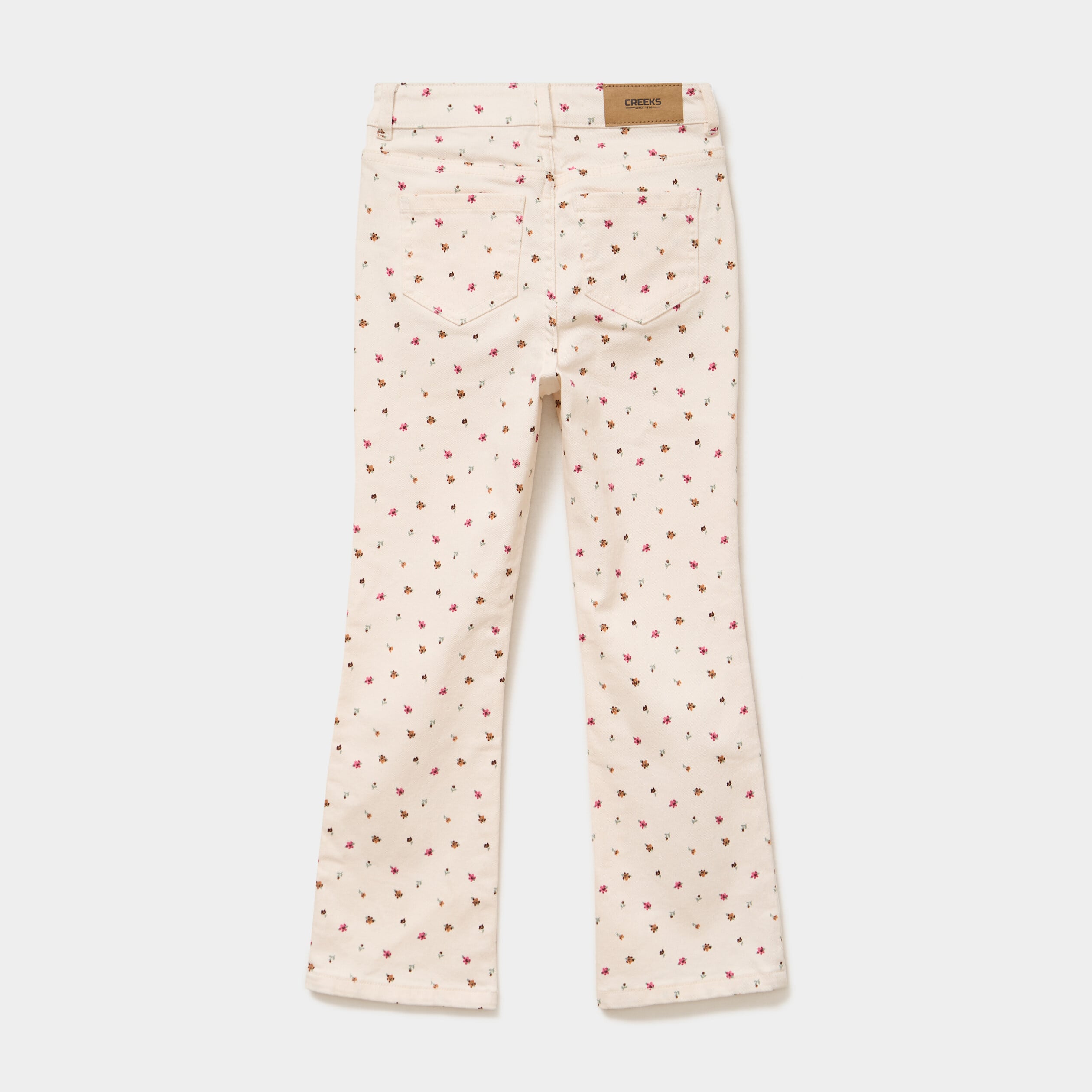 Pantalon flare stretch 5 poches beige fille