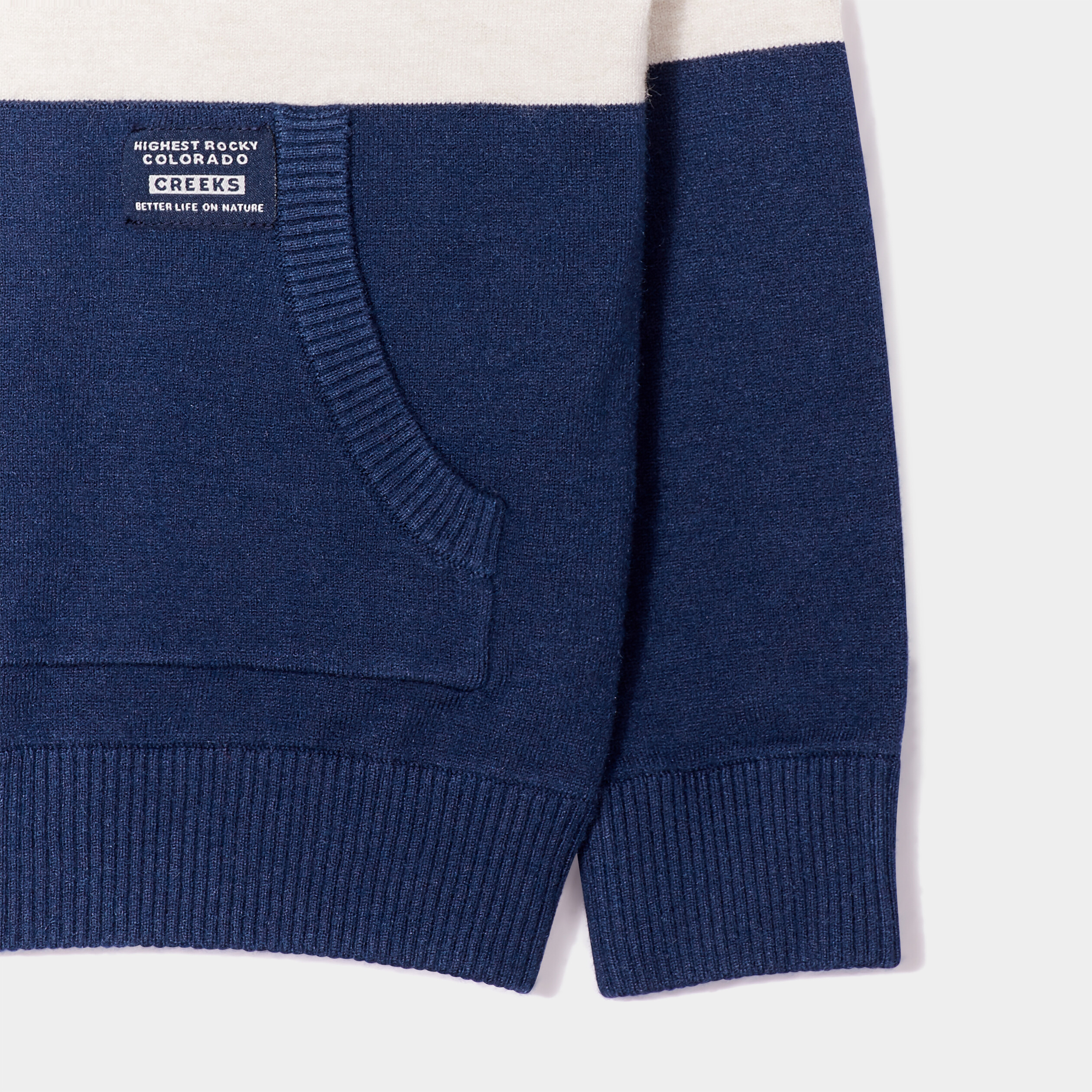 Pull à capuche et 1 poche Creeks ecru garçon