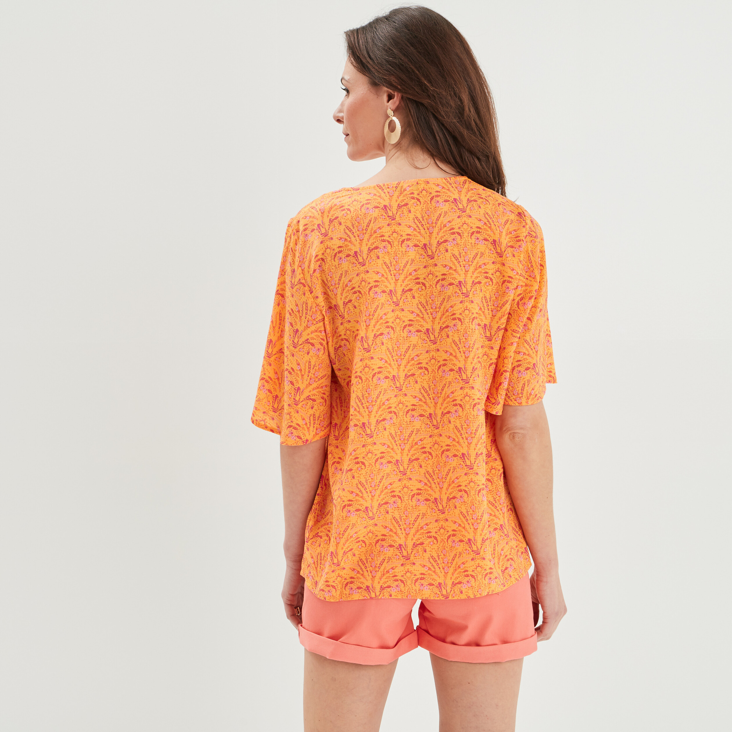 blouse manches courtes papillons jaune femme Blouse manches courtes papillons jaune femme