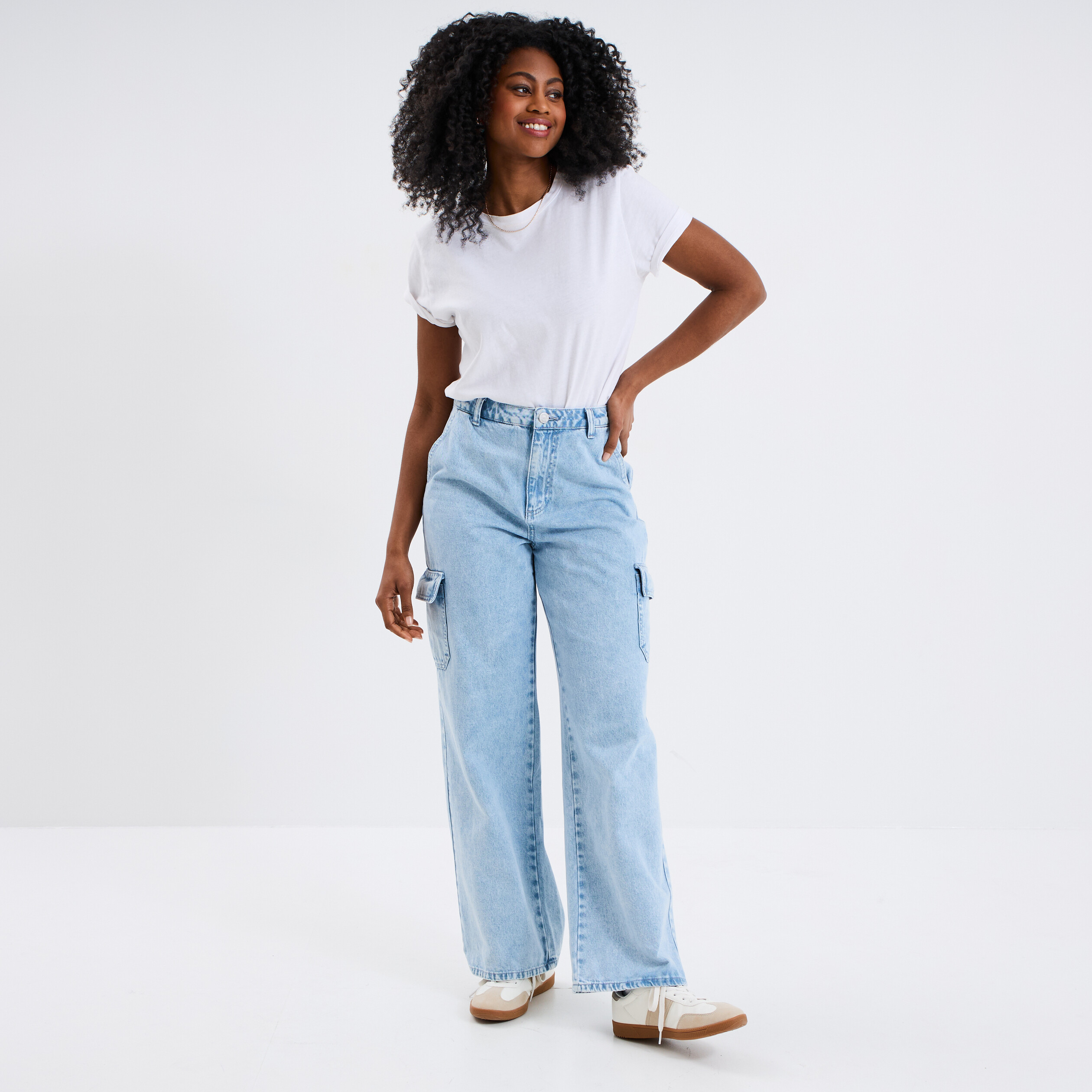jeans cargo large taille standard creeks denim triple stone femme Jeans cargo large taille standard Creeks denim triple stone femme