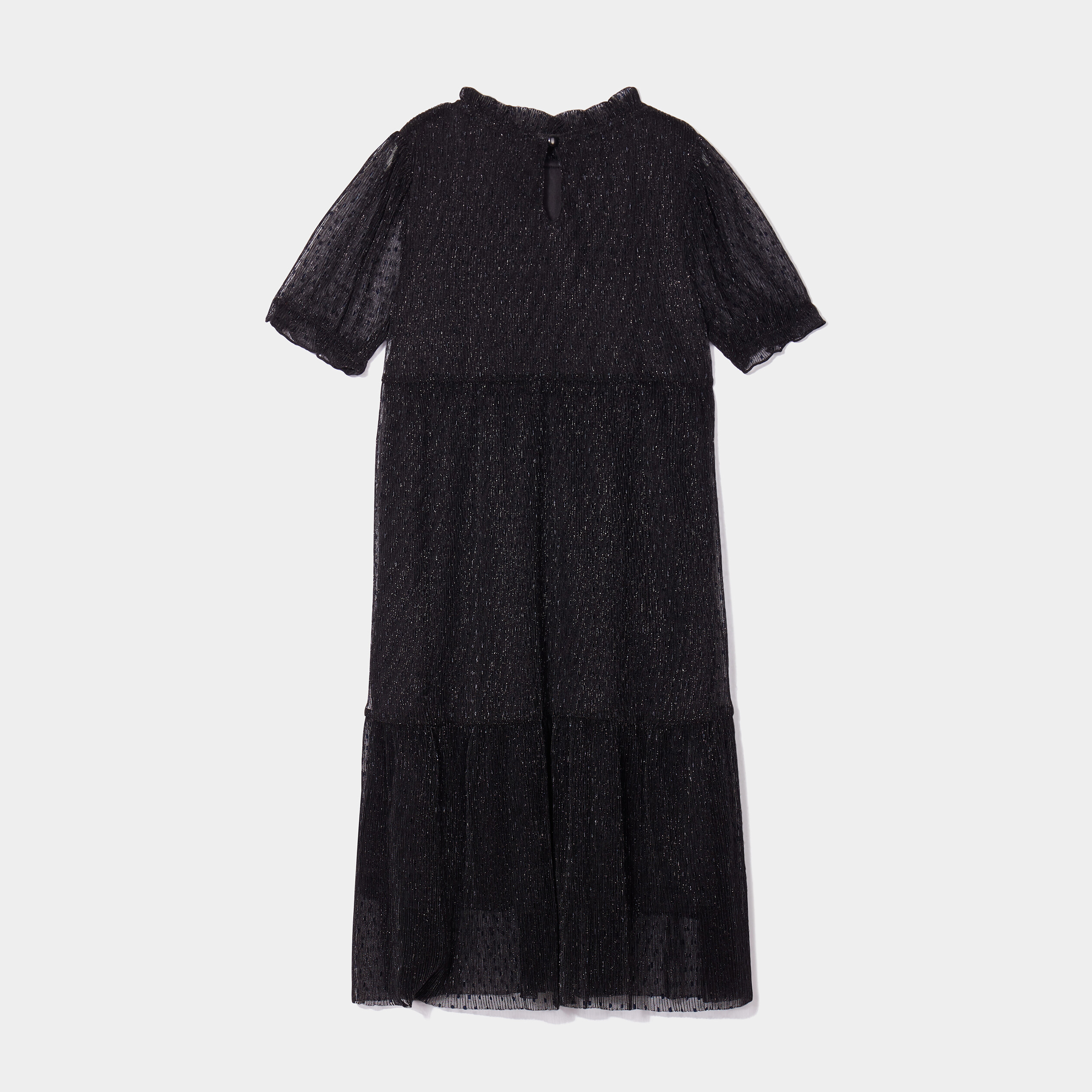 Robe courte droite avec manches courtes noir fille