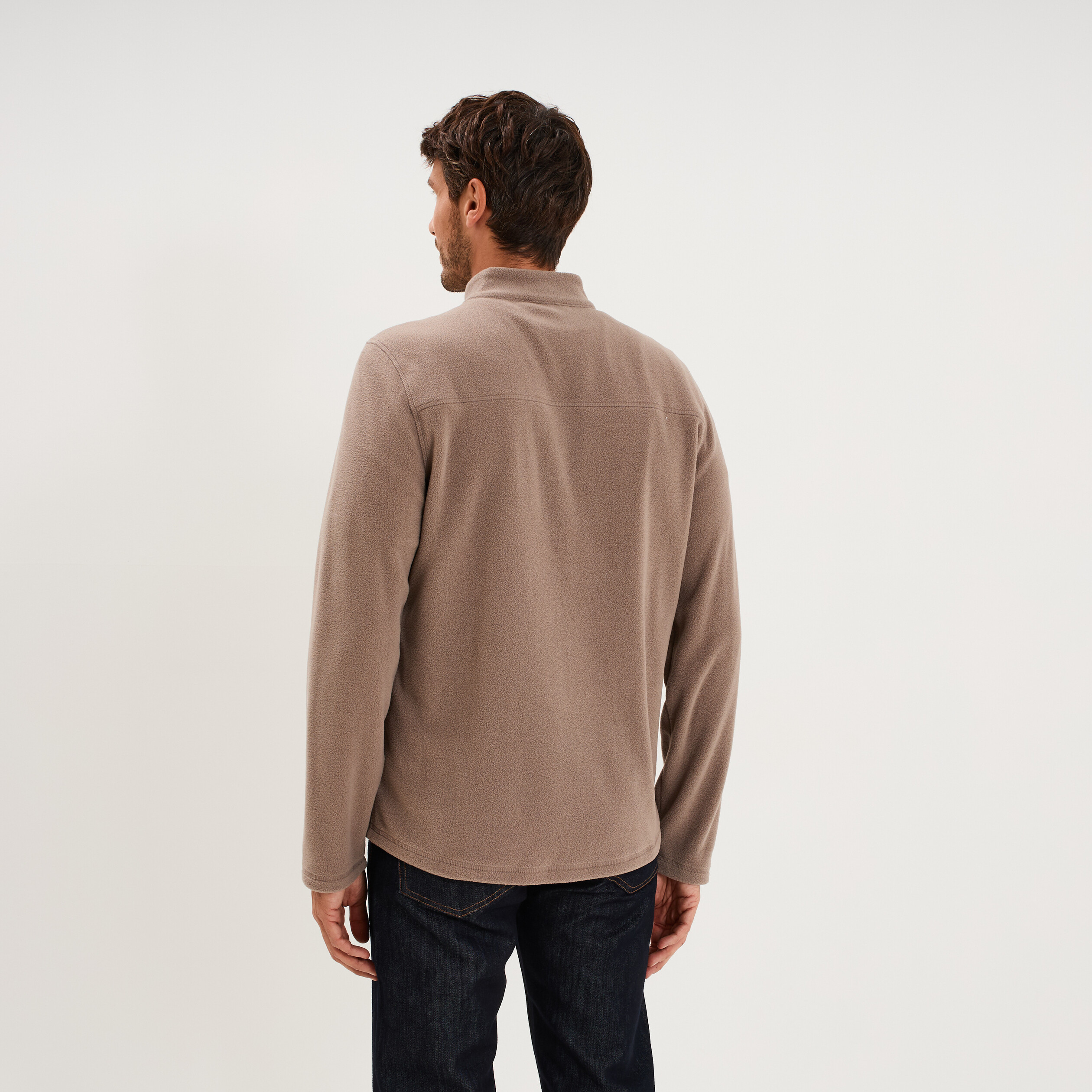 Sweat polaire col camionneur gris homme