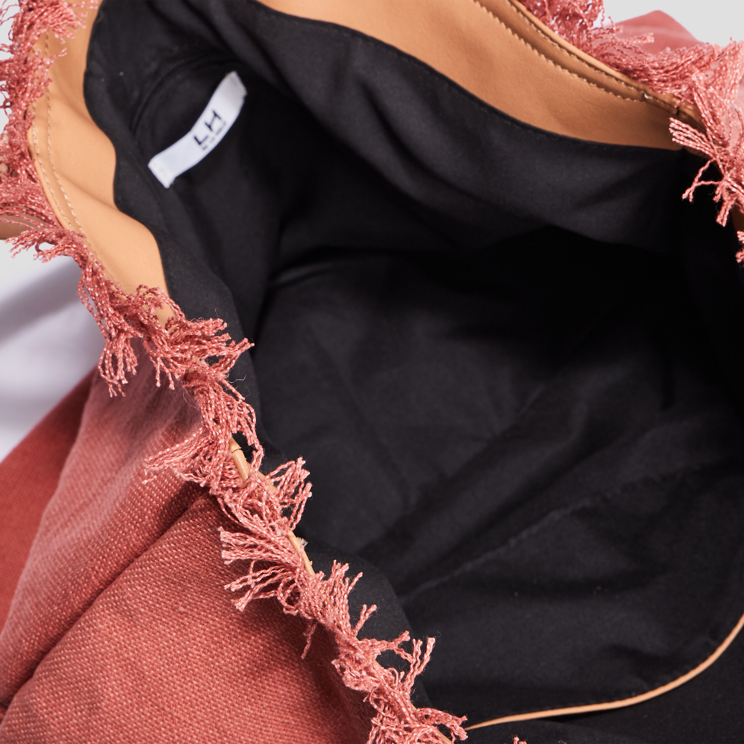 sac cabas avec franges terracotta femme Sac cabas avec franges terracotta femme