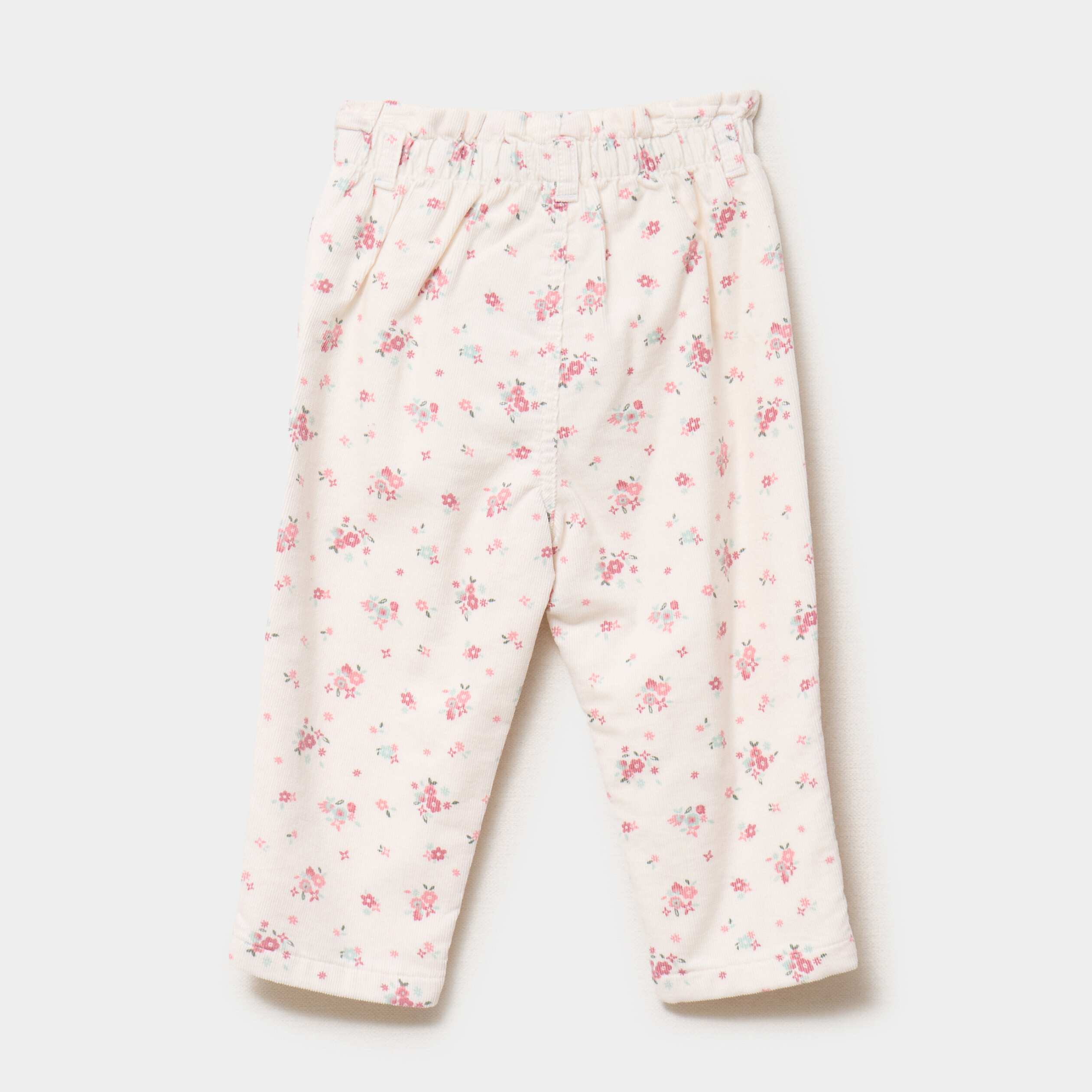 Pantalon effet velours coton creme bébé fille La Halle
