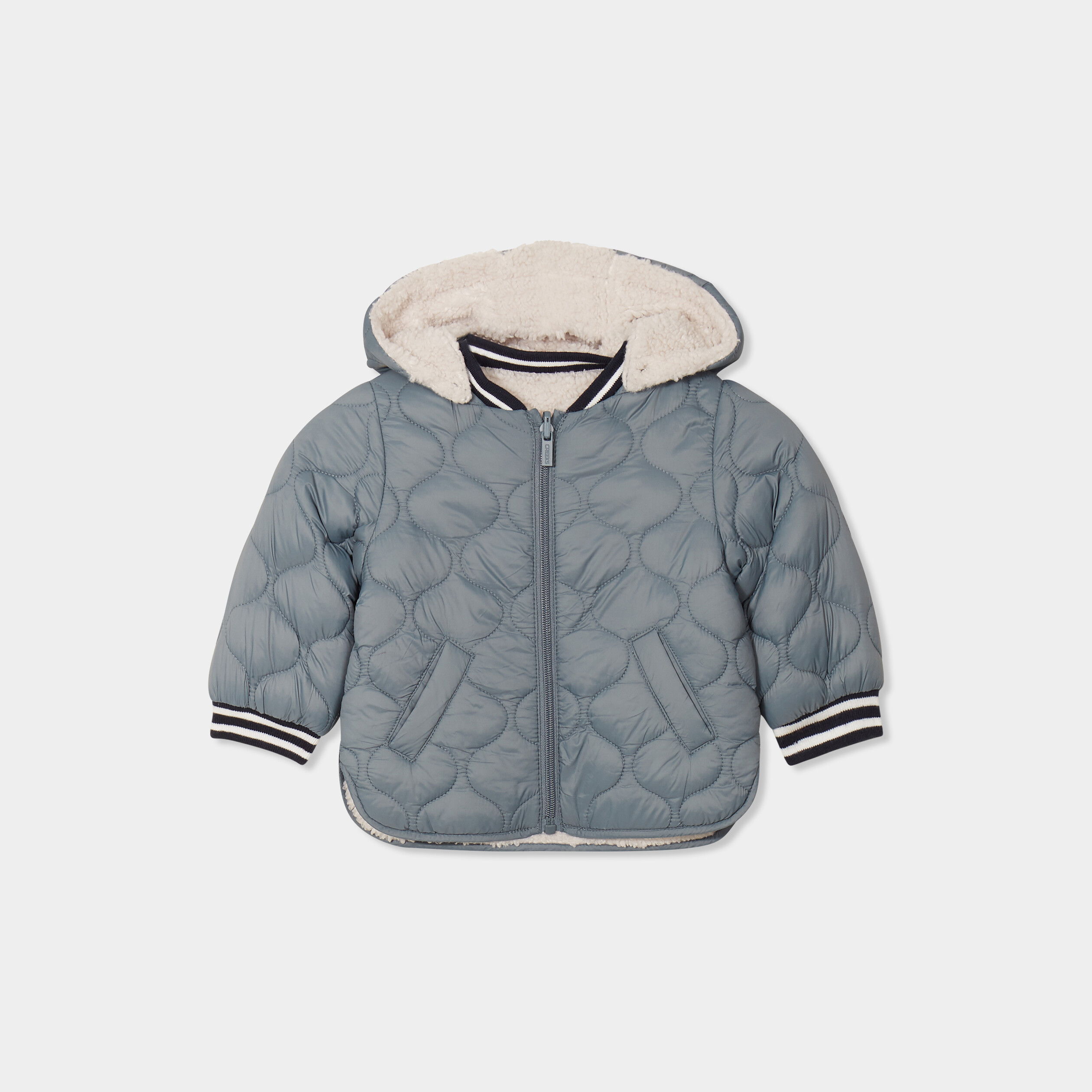 blouson reversible a capuche amovible vert canard bebeg Blouson réversible à capuche amovible vert canard bébé garçon