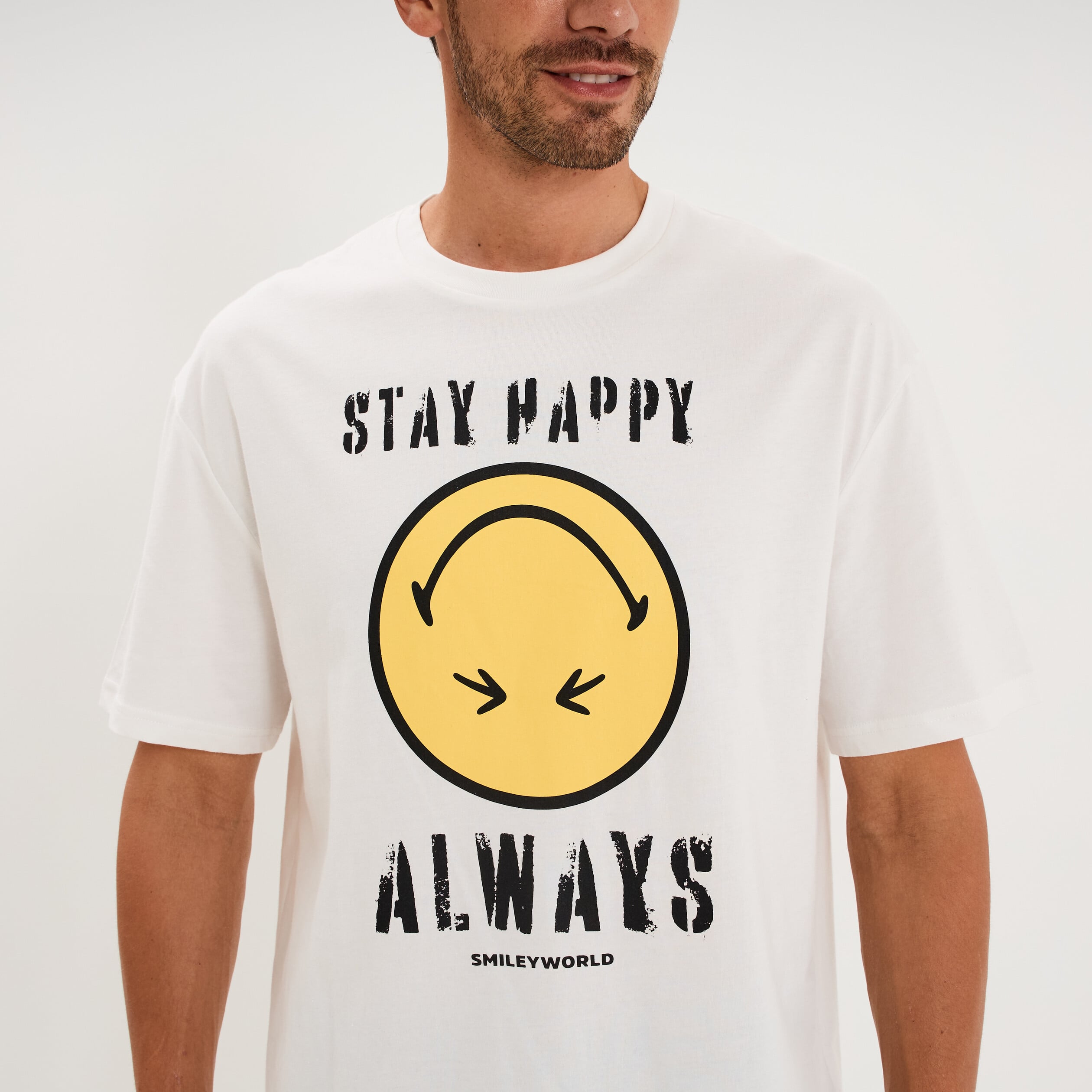 T-shirt regular col rond manches courtes blanc homme