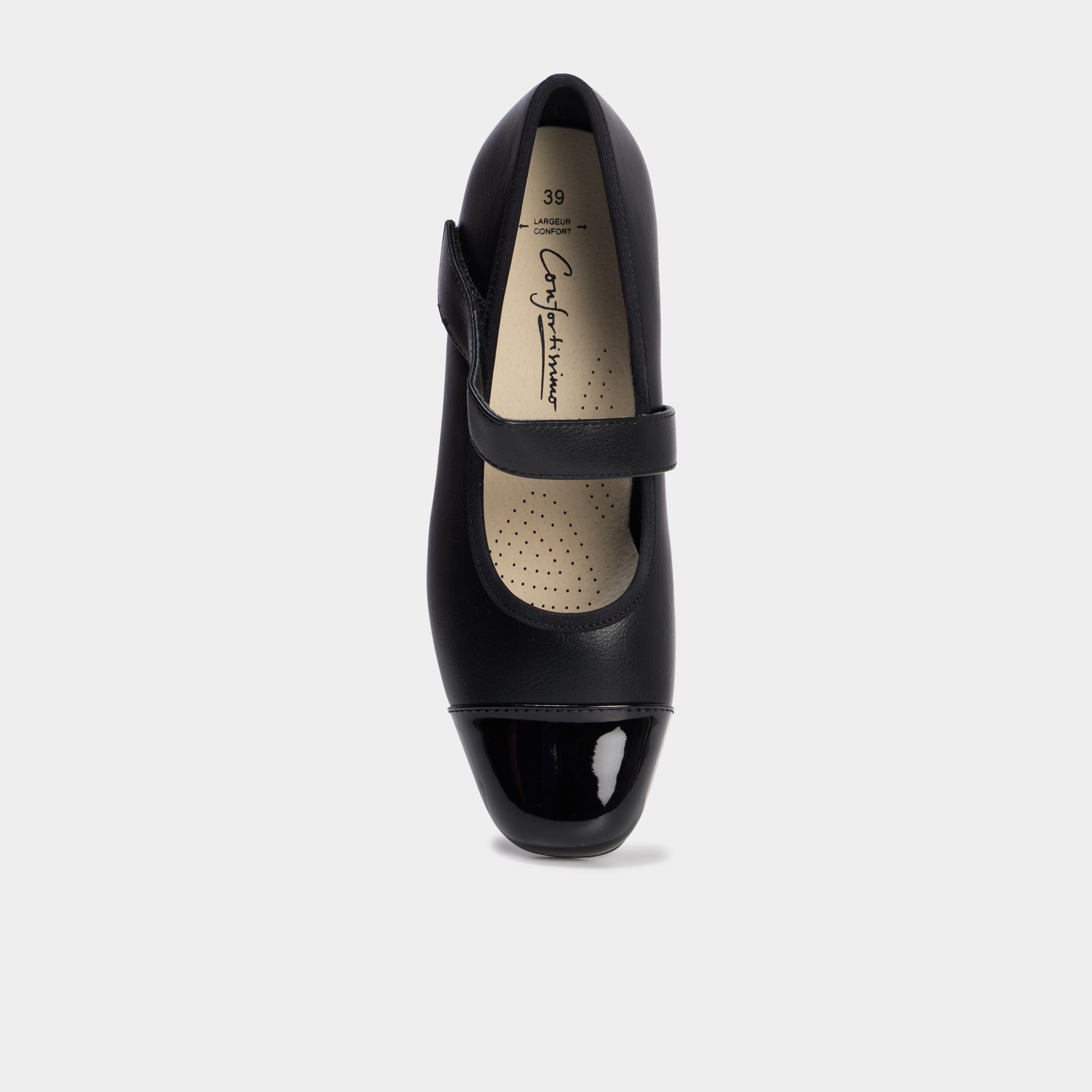 Escarpins &agrave; talons confort &agrave; brides noir femme