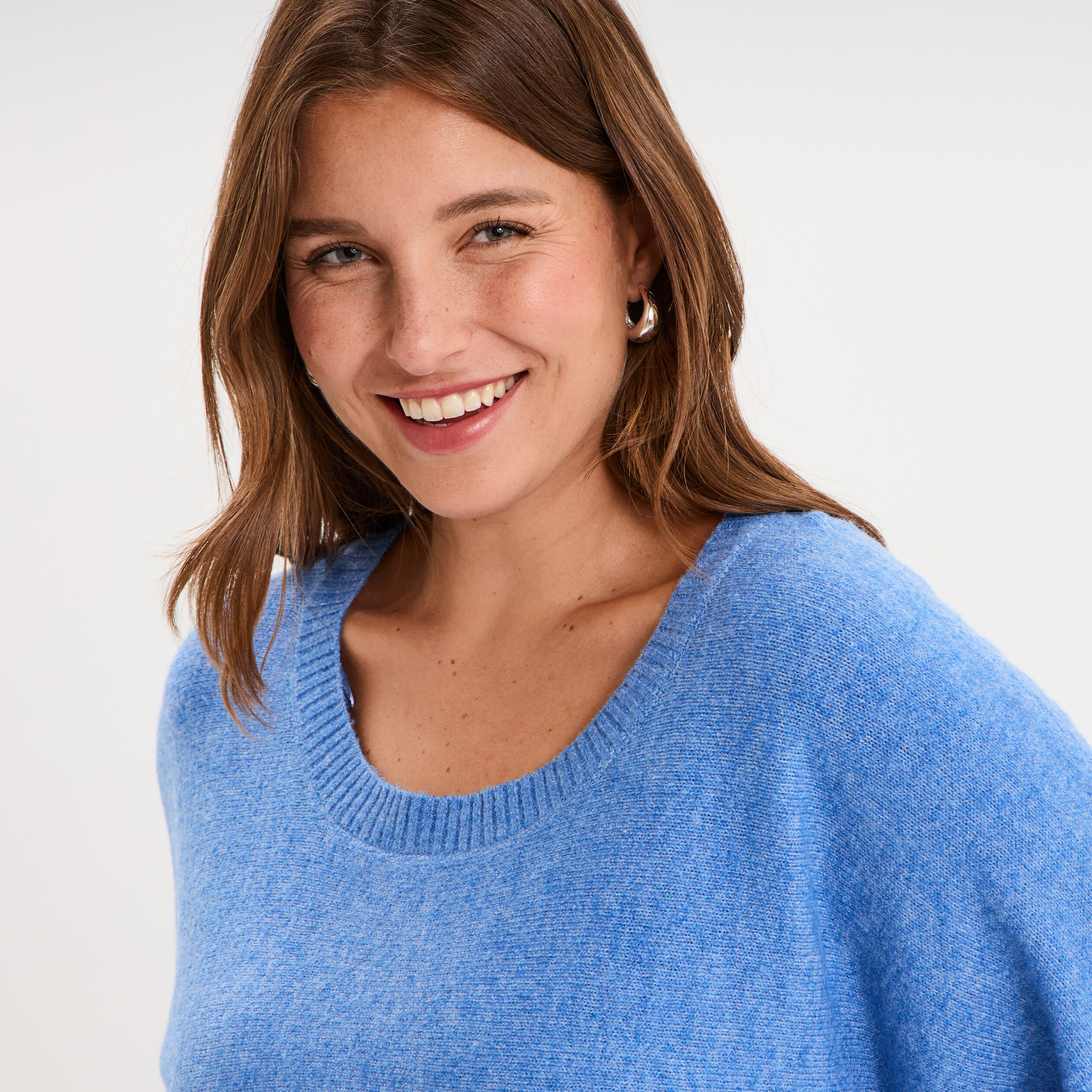 Pull manches courtes bleu femme grande taille