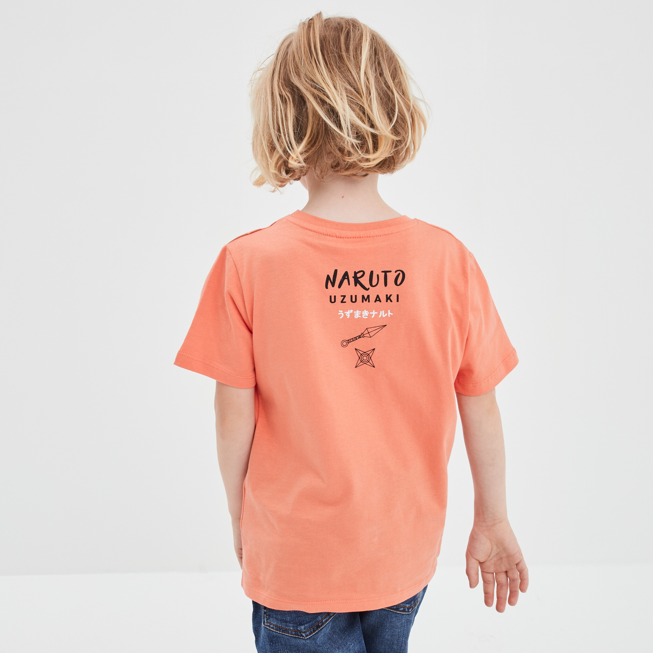 t shirt droit manches courtes naruto orange fonce garcon T-shirt droit manches courtes Naruto orange foncé garçon
