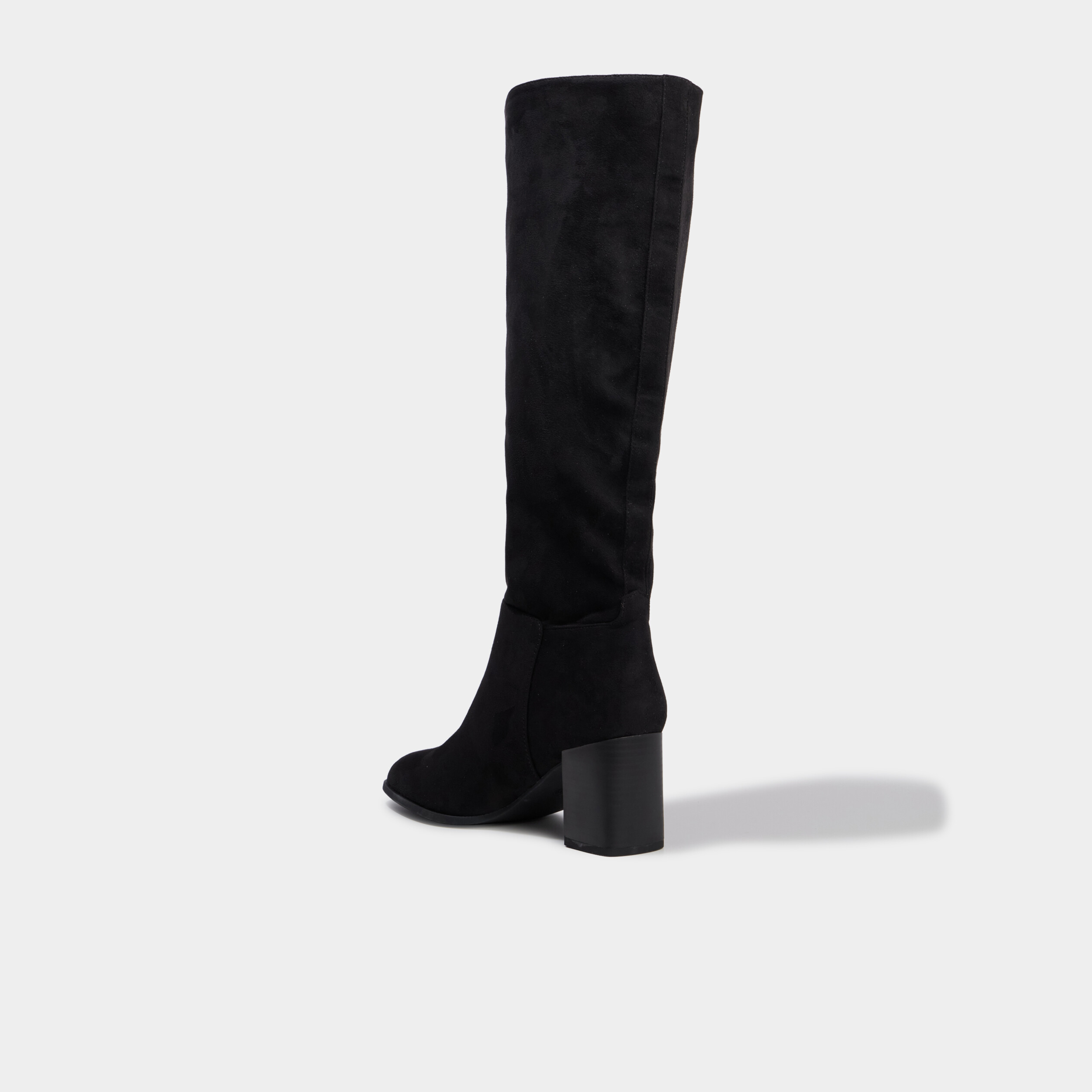 Bottes hautes &agrave; talons su&eacute;dine noir femme