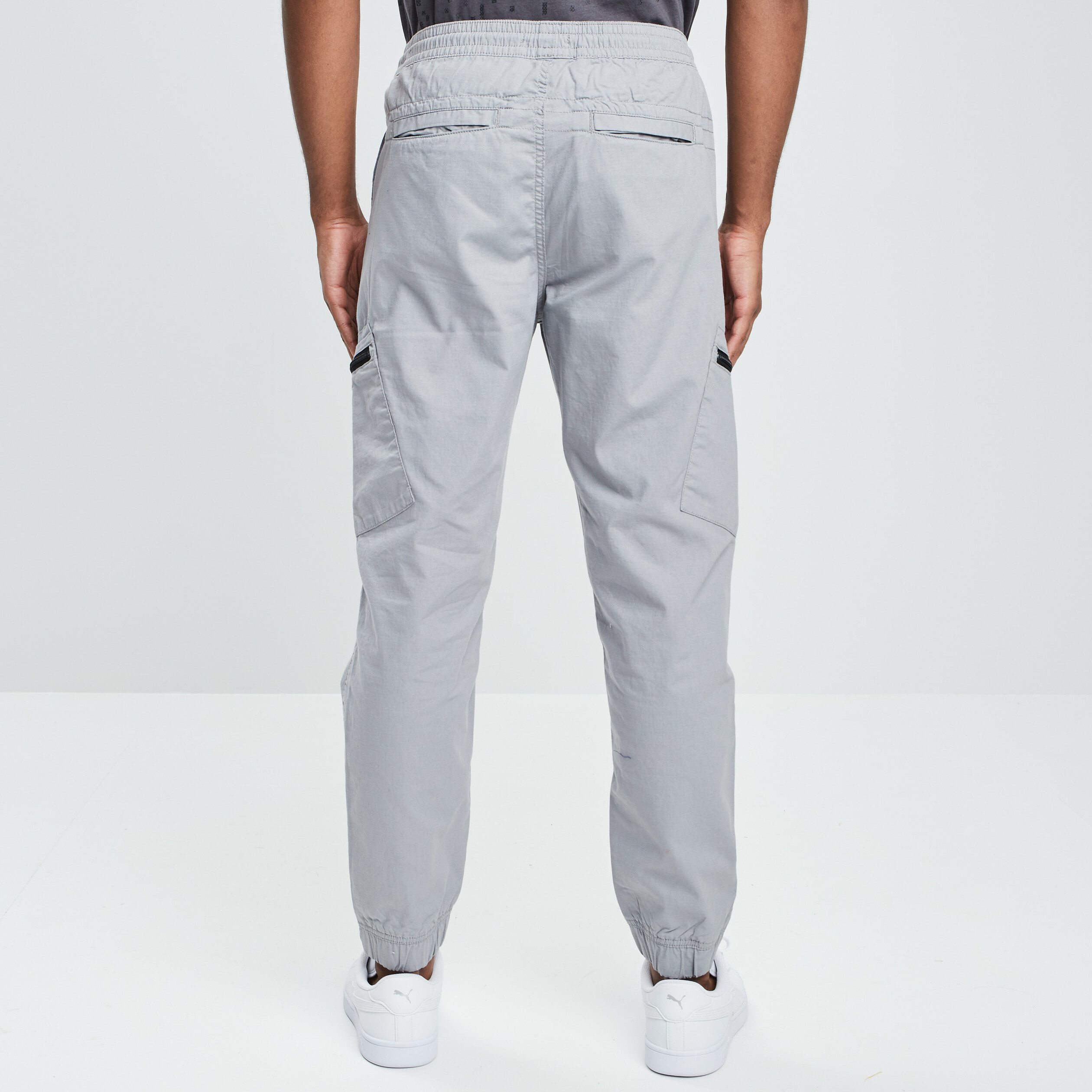 Pantalon cargo à coulisse gris homme