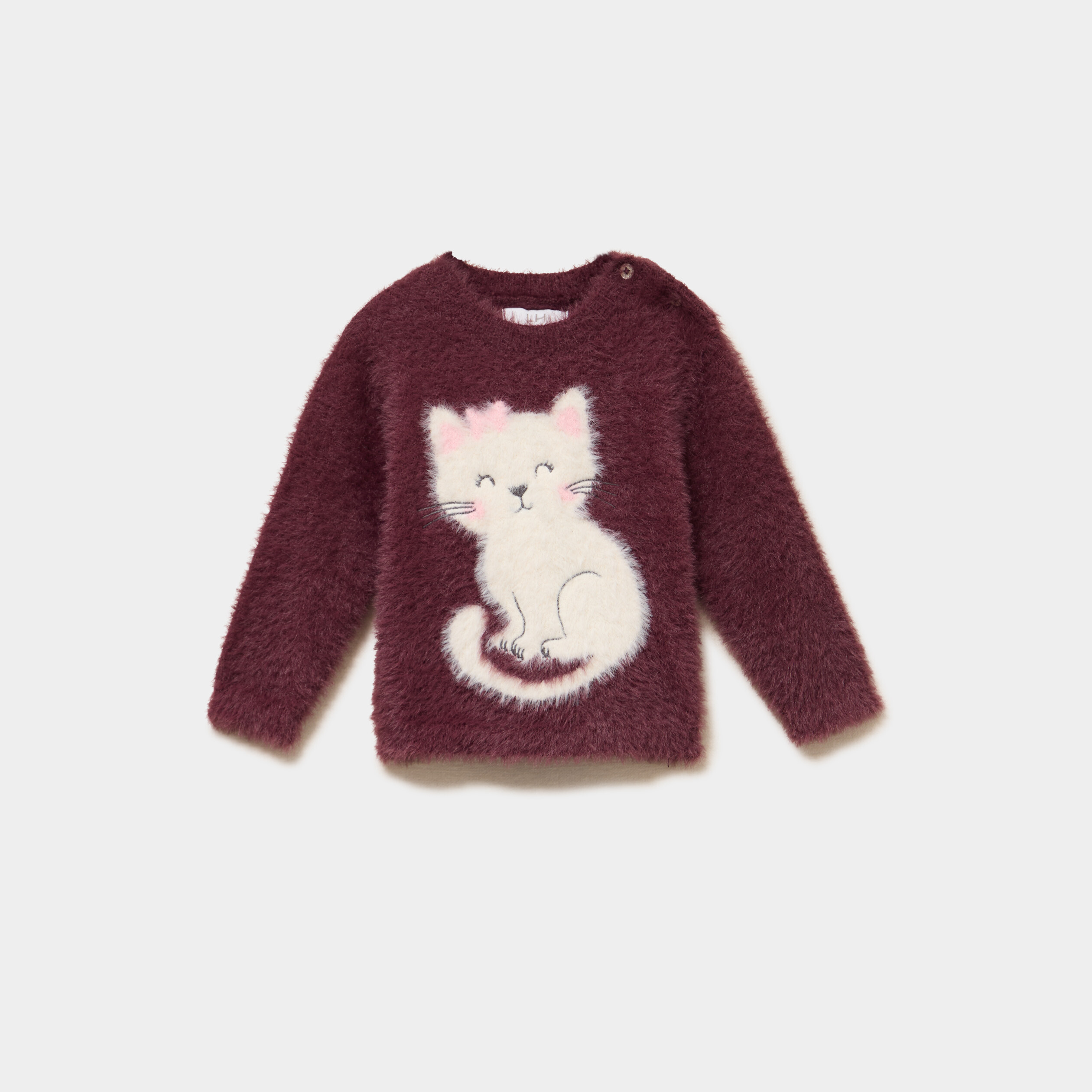 Pull manches longues violet fonc&eacute; b&eacute;b&eacute; fille