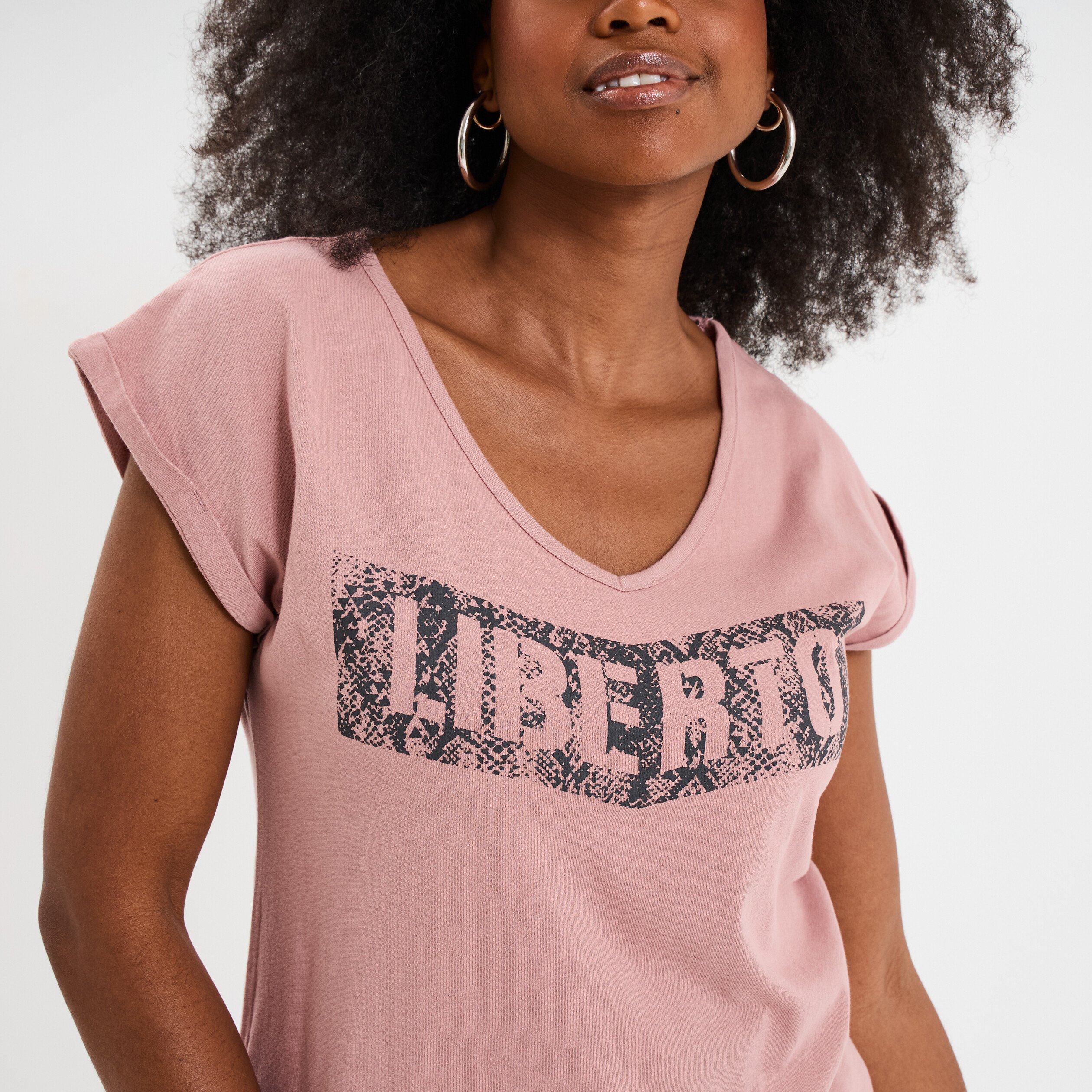 t shirt delave en coton liberto parme femme T-shirt délavé en coton Liberto parme femme