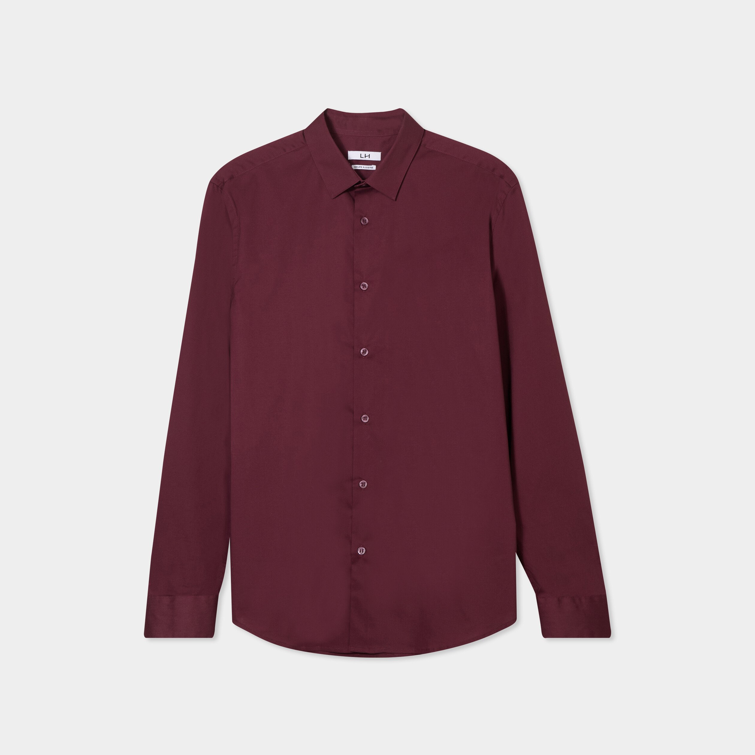 chemise stretch manches longues violet fonce homme Chemise stretch manches longues violet foncé homme