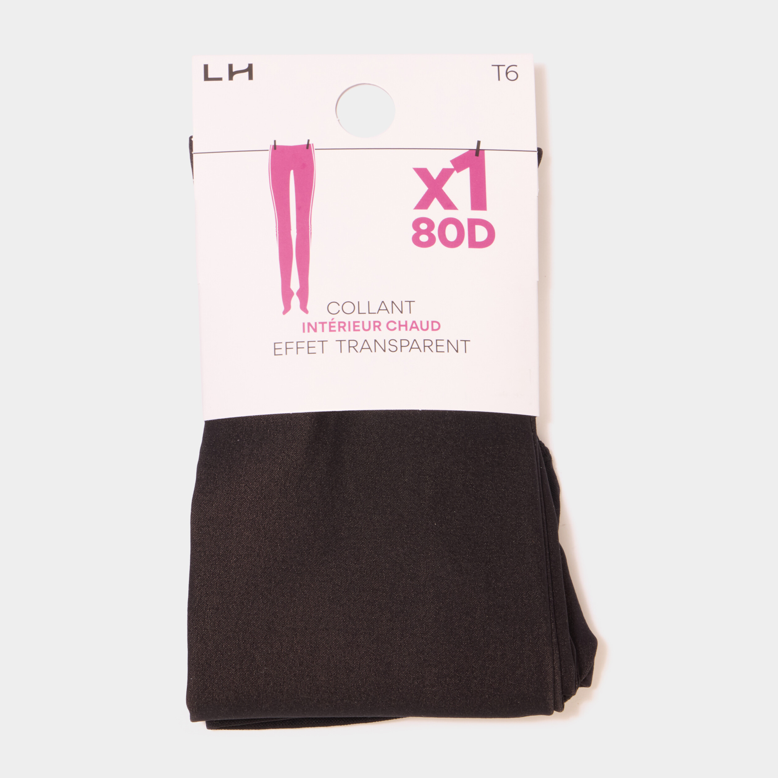 Collant doubl&eacute; int&eacute;rieur chaud 80D noir femme