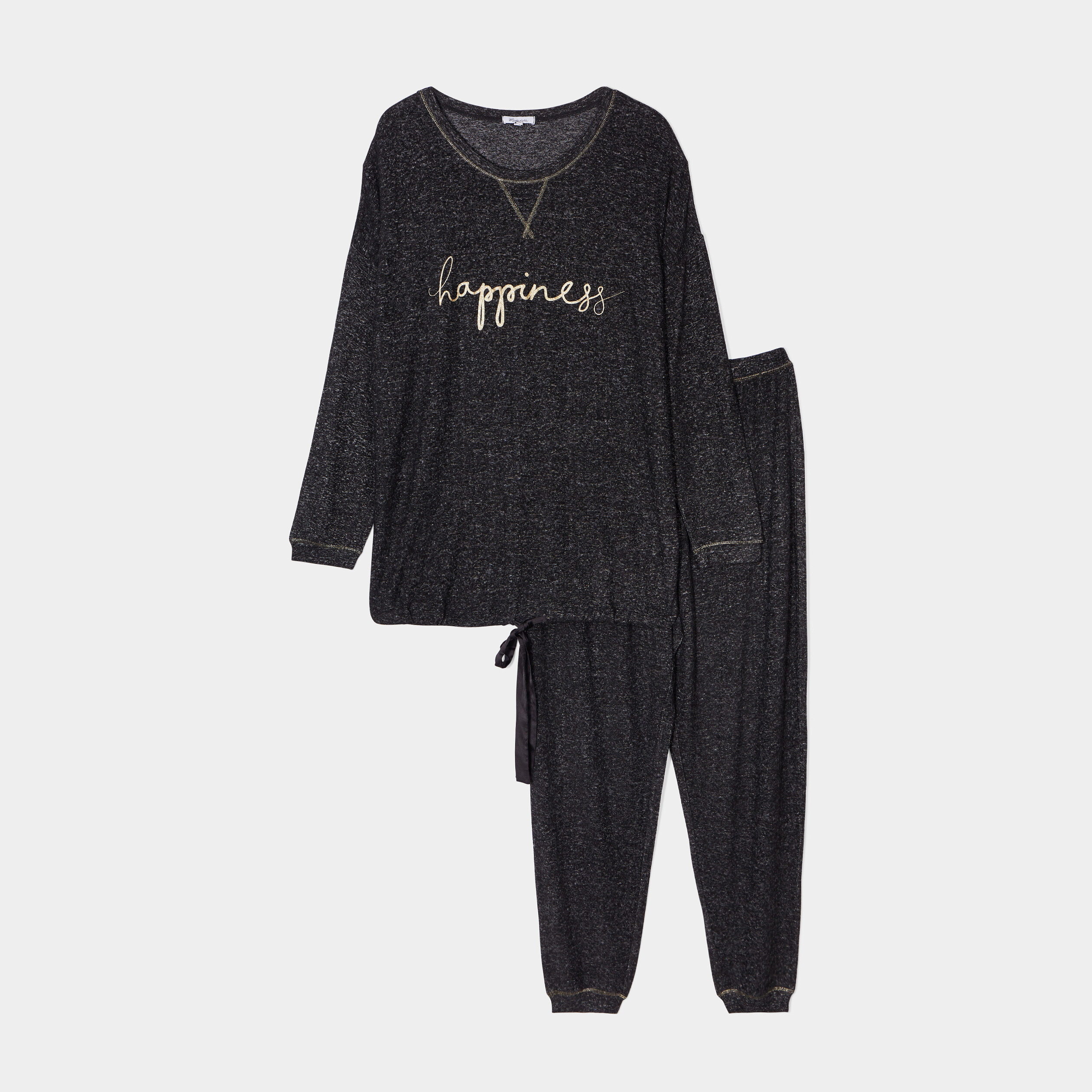 ensemble pyjama pantalon 2 pieces noir femmegt Ensemble pyjama pantalon 2 pièces noir femme grande taille