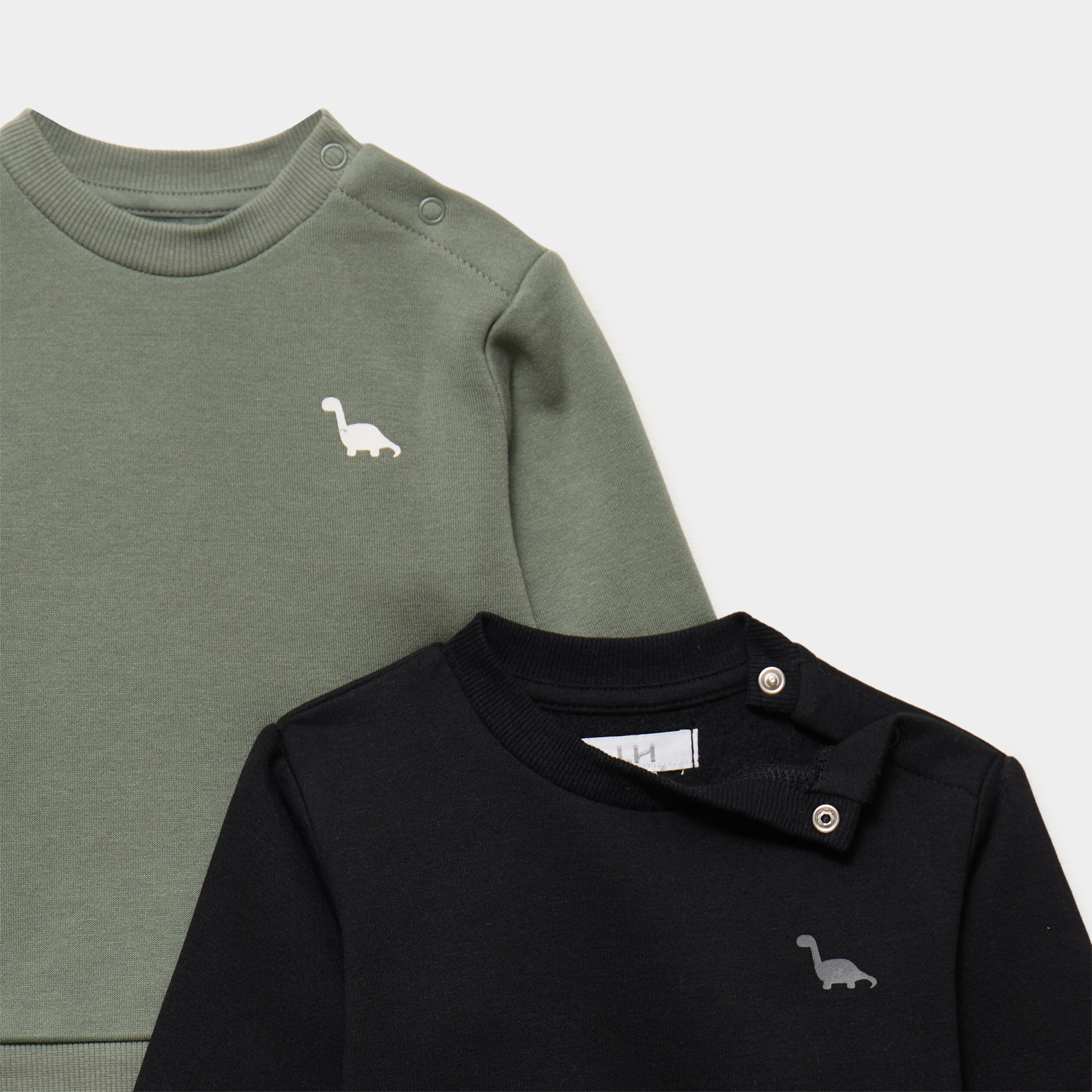 Lot 2 sweats manches longues vert kaki b&eacute;b&eacute; gar&ccedil;on