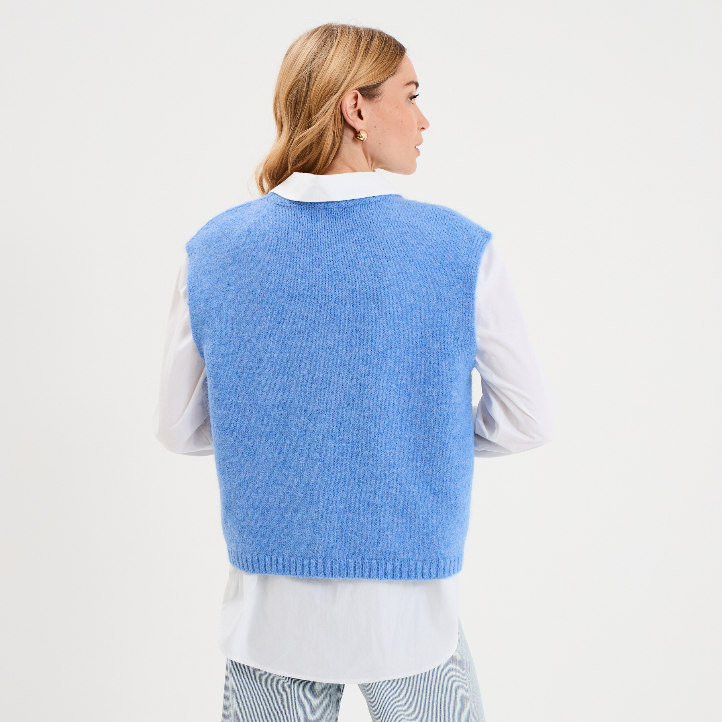 Gilet Sans Manches Col En V Bleu Electrique Femme La Halle gilet-sans-manches-col-en-v-bleu-electrique-femme-la-halle