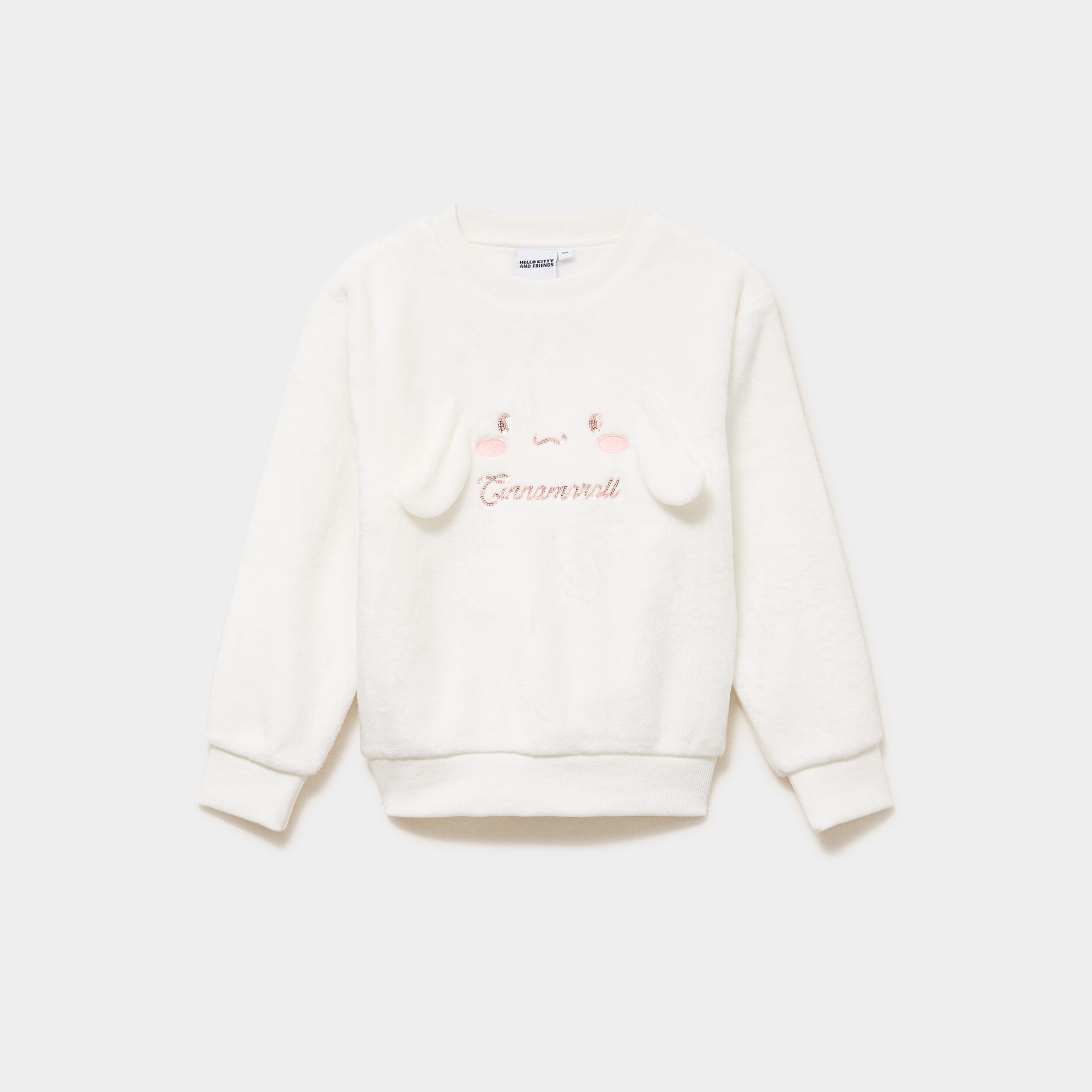 Sweat relax effet velours Cinnamoroll blanc fille