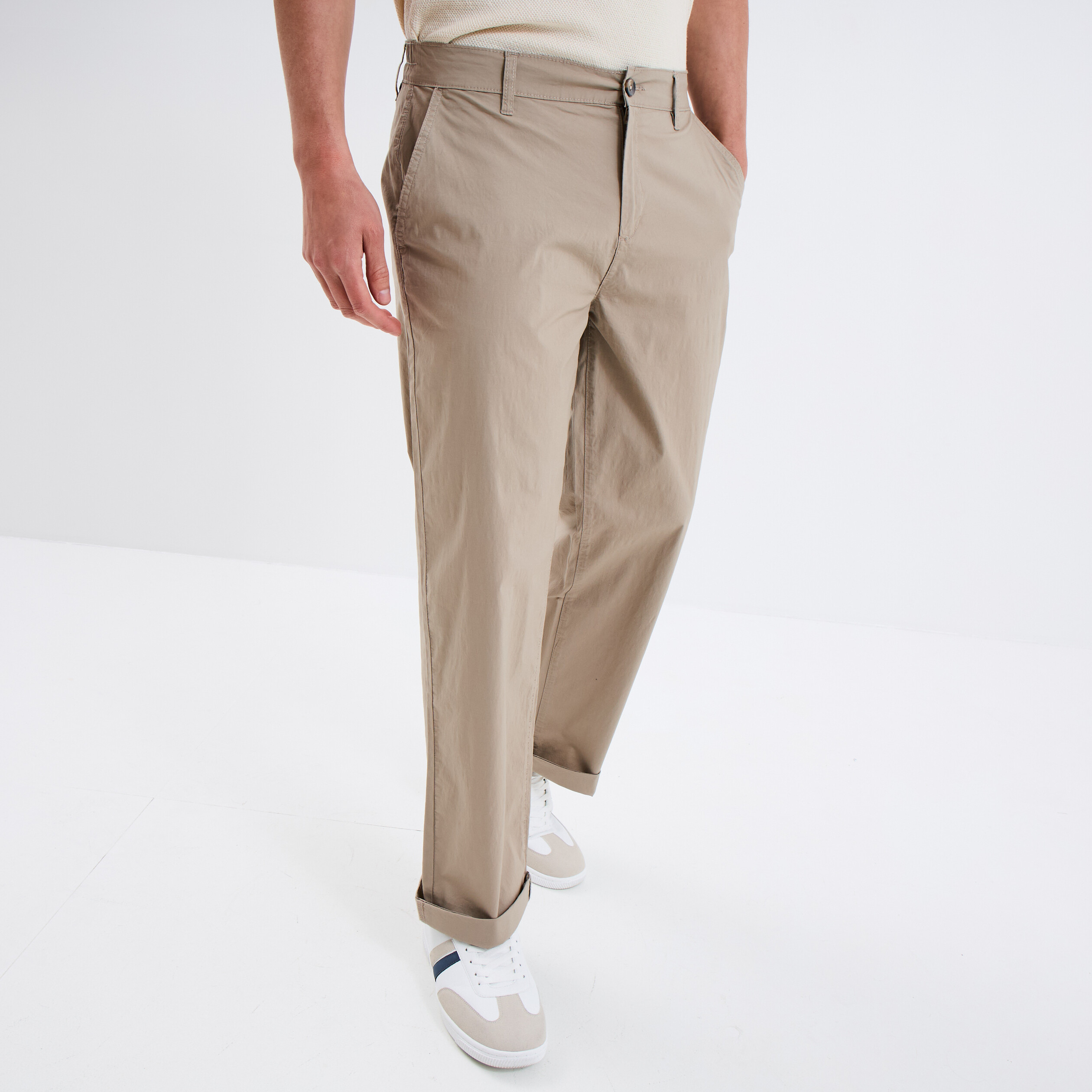 pantalon chino relax coton taupe homme Pantalon chino relax coton taupe homme