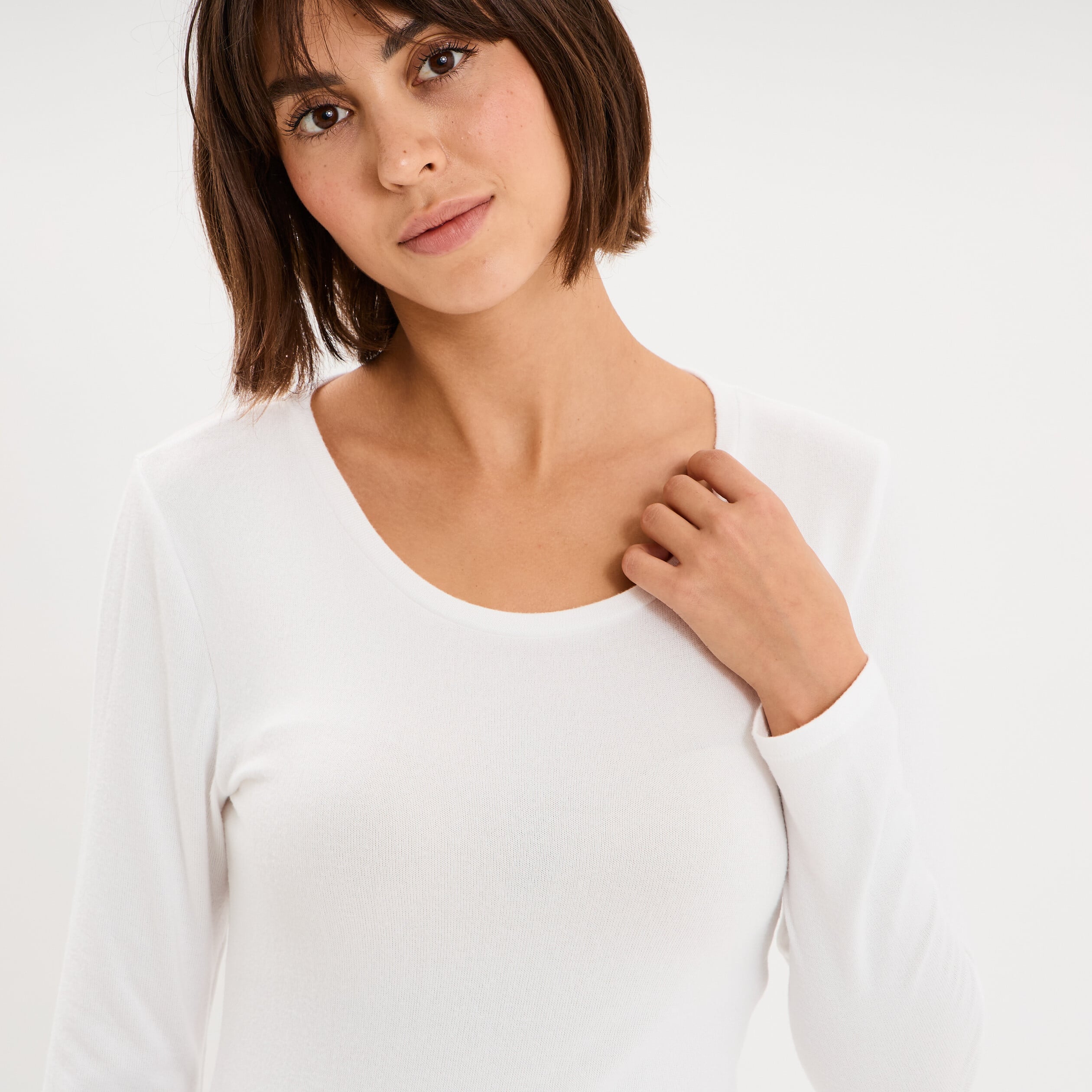 T-shirt thermique manches longues blanc femme