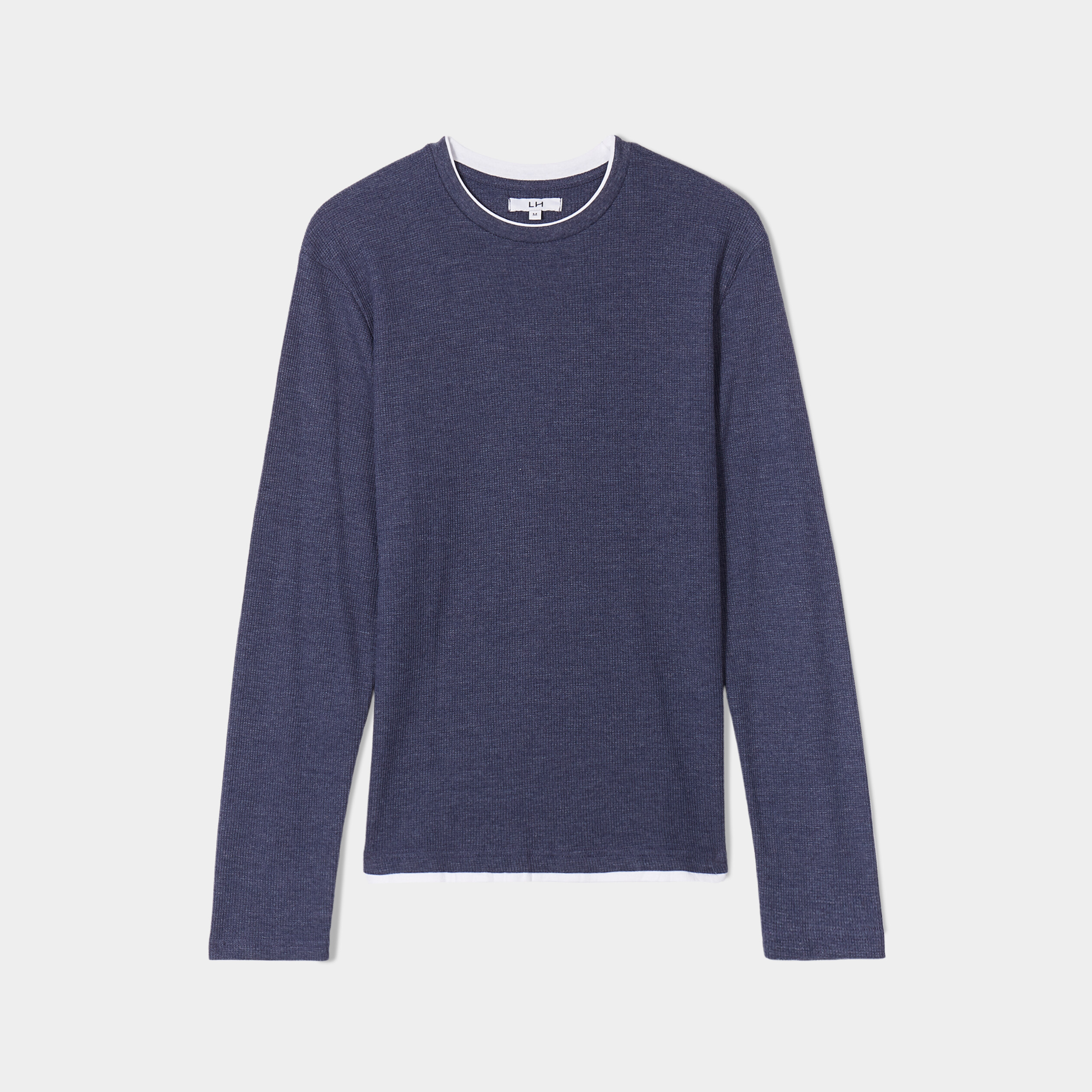 t shirt col rond manches longues bleu marine homme T-shirt col rond manches longues bleu marine homme