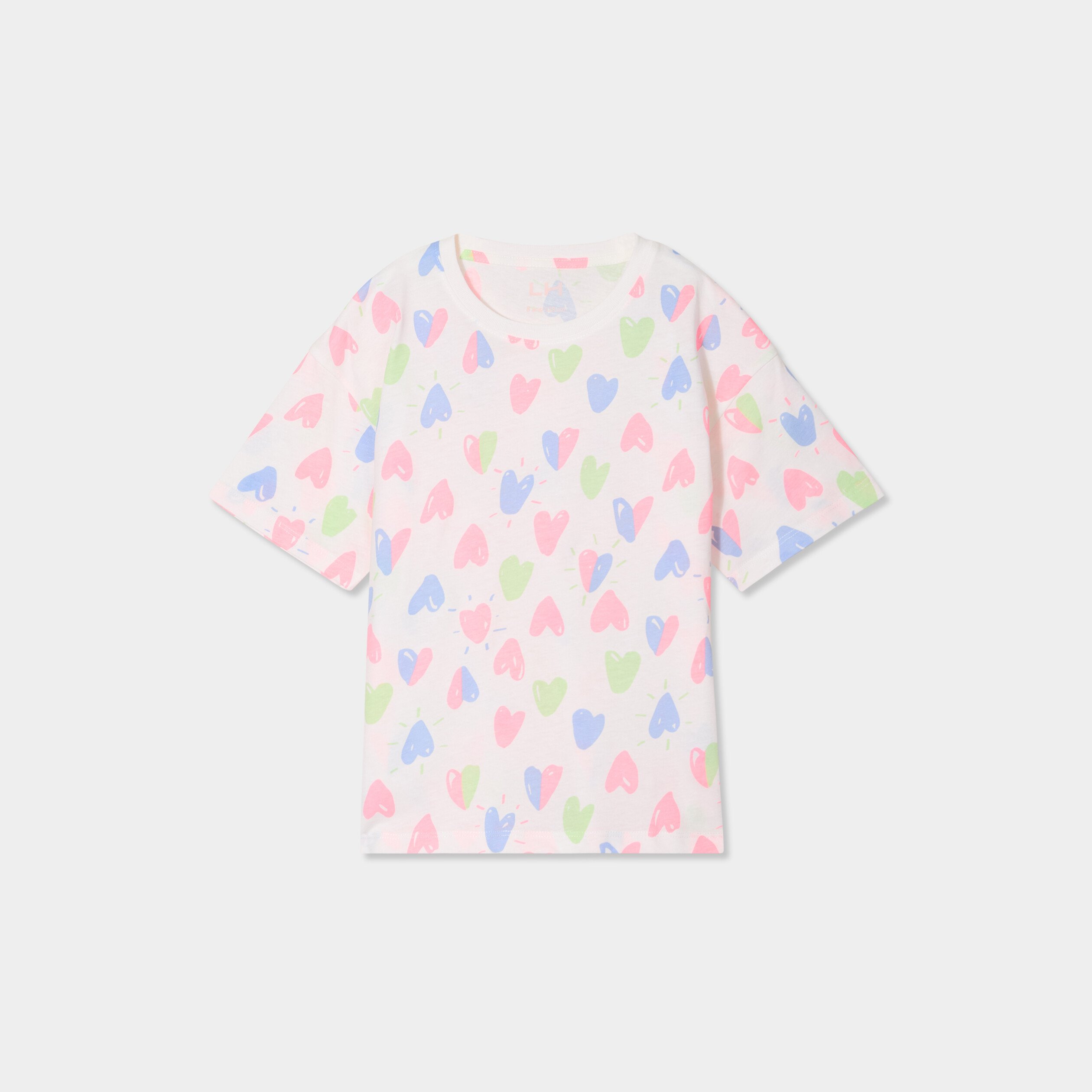t shirt col rond manches courtes coton ecru fille T-shirt col rond manches courtes coton ecru fille
