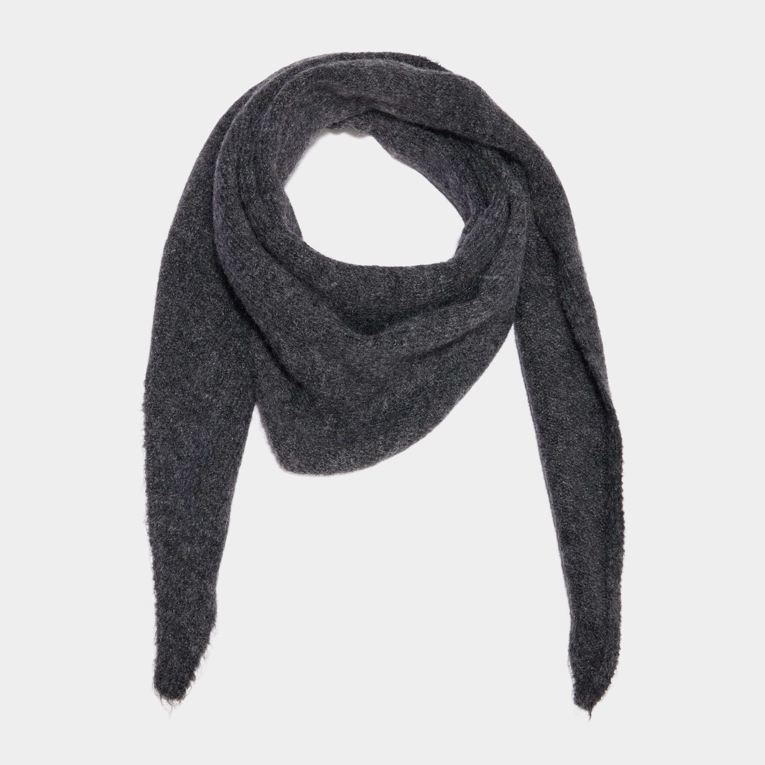 &Eacute;charpe triangulaire en maille douce gris fonc&eacute; femme