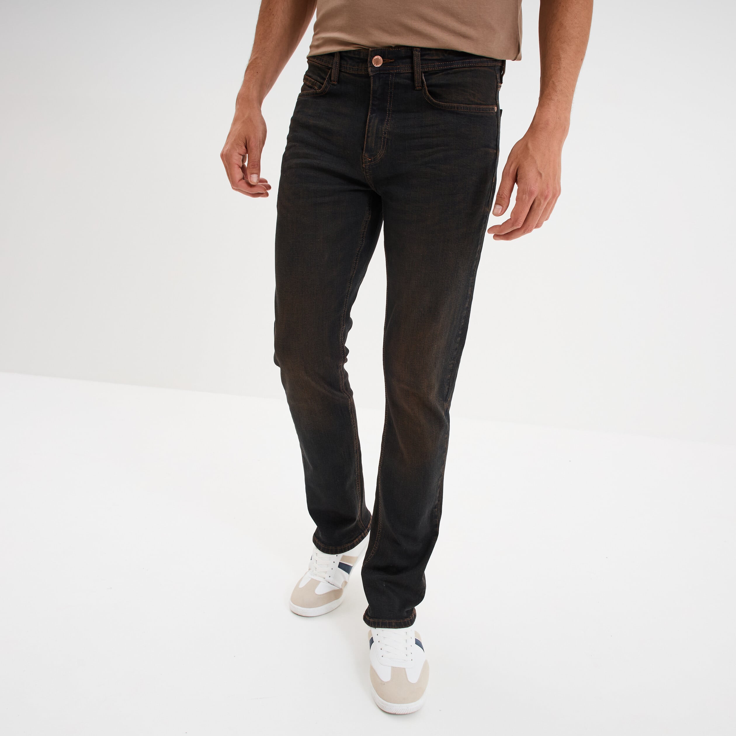 Jeans straight 5 poches Liberto denim dirty homme