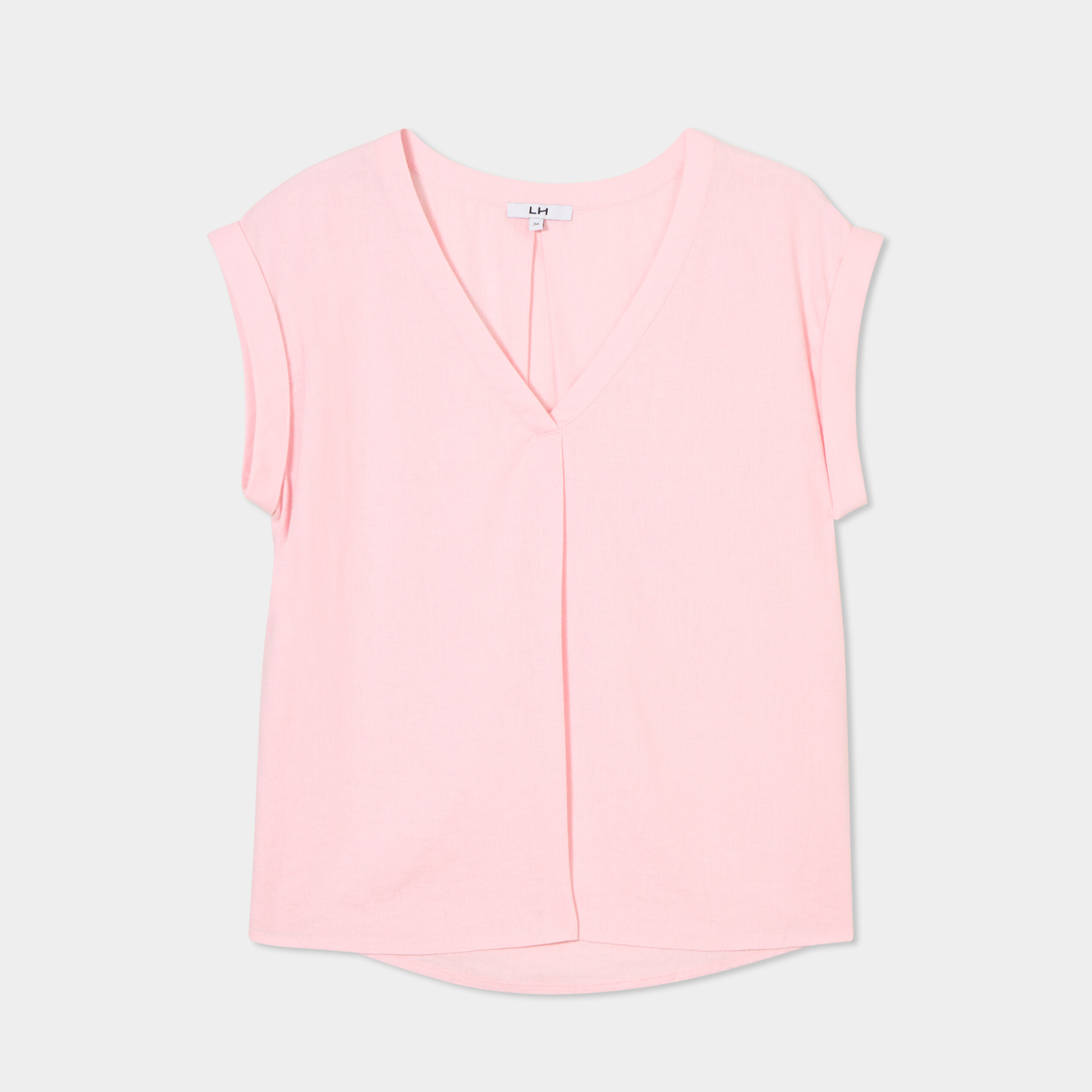 Haut En Lin Mousson – Rose – Taille 8 – Manches Courtes – Neuf Avec Étiquettes – Style Bohème Léger