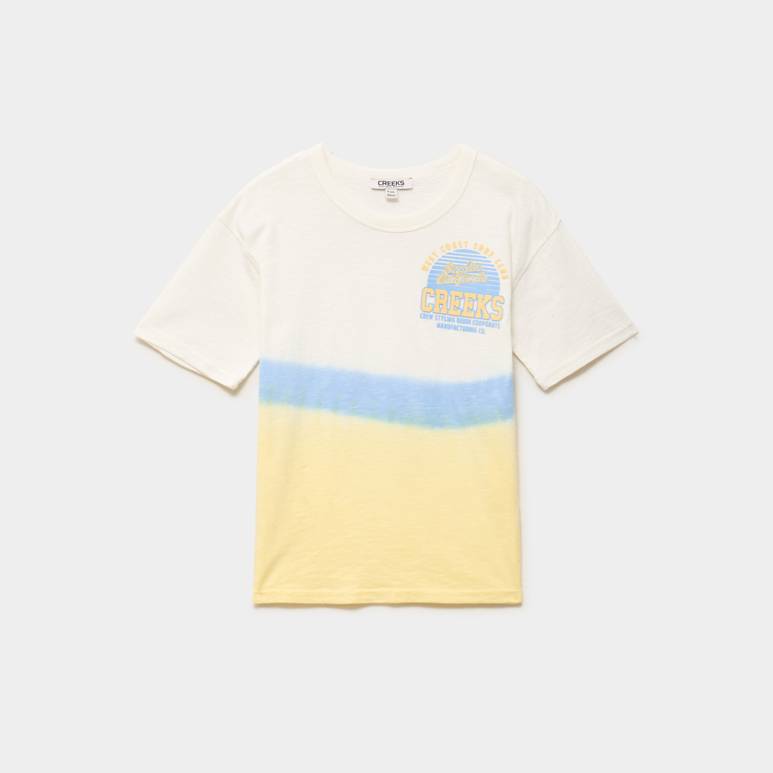 T-shirt col rond manches courtes coton jaune gar&ccedil;on