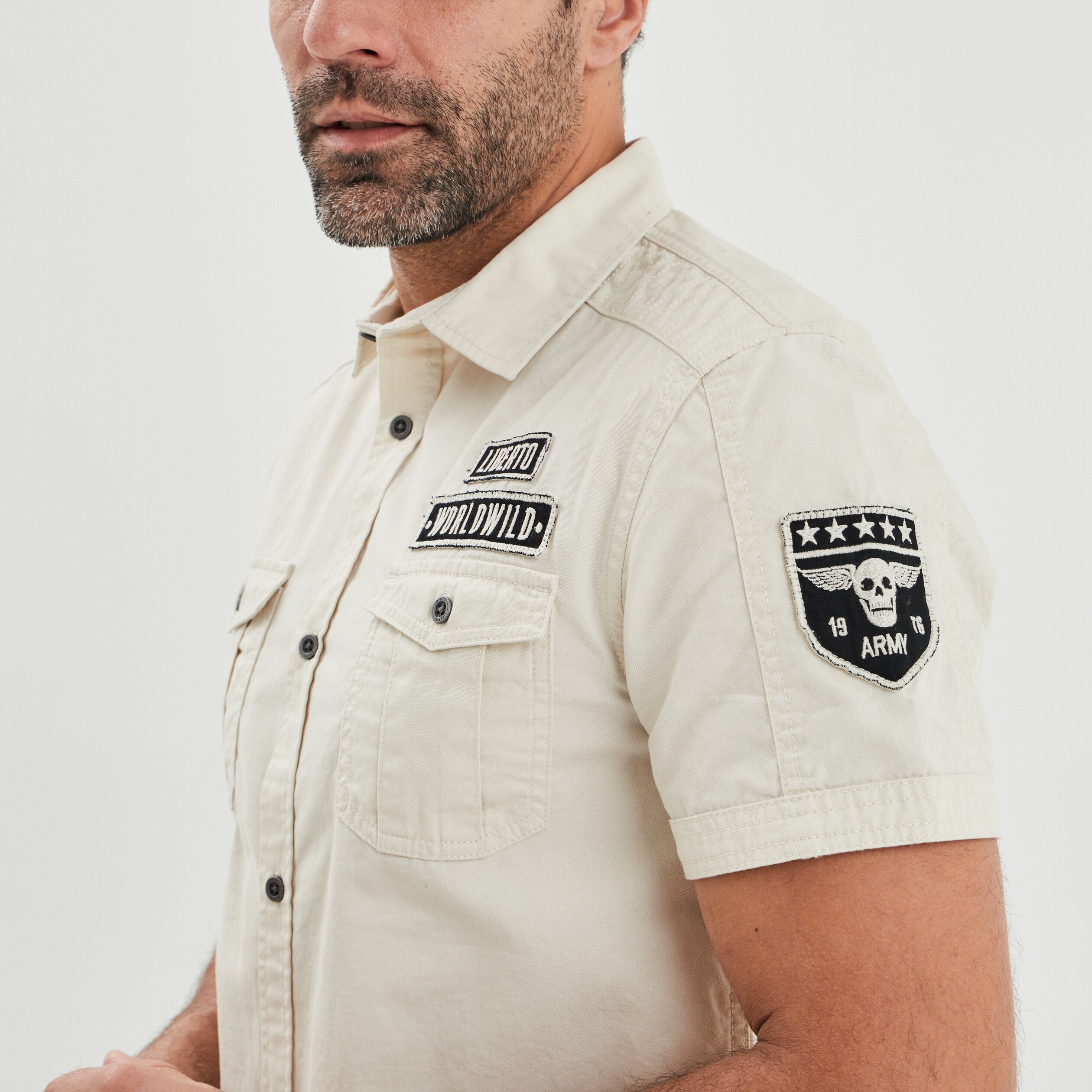Chemise manches courtes Liberto ecru homme