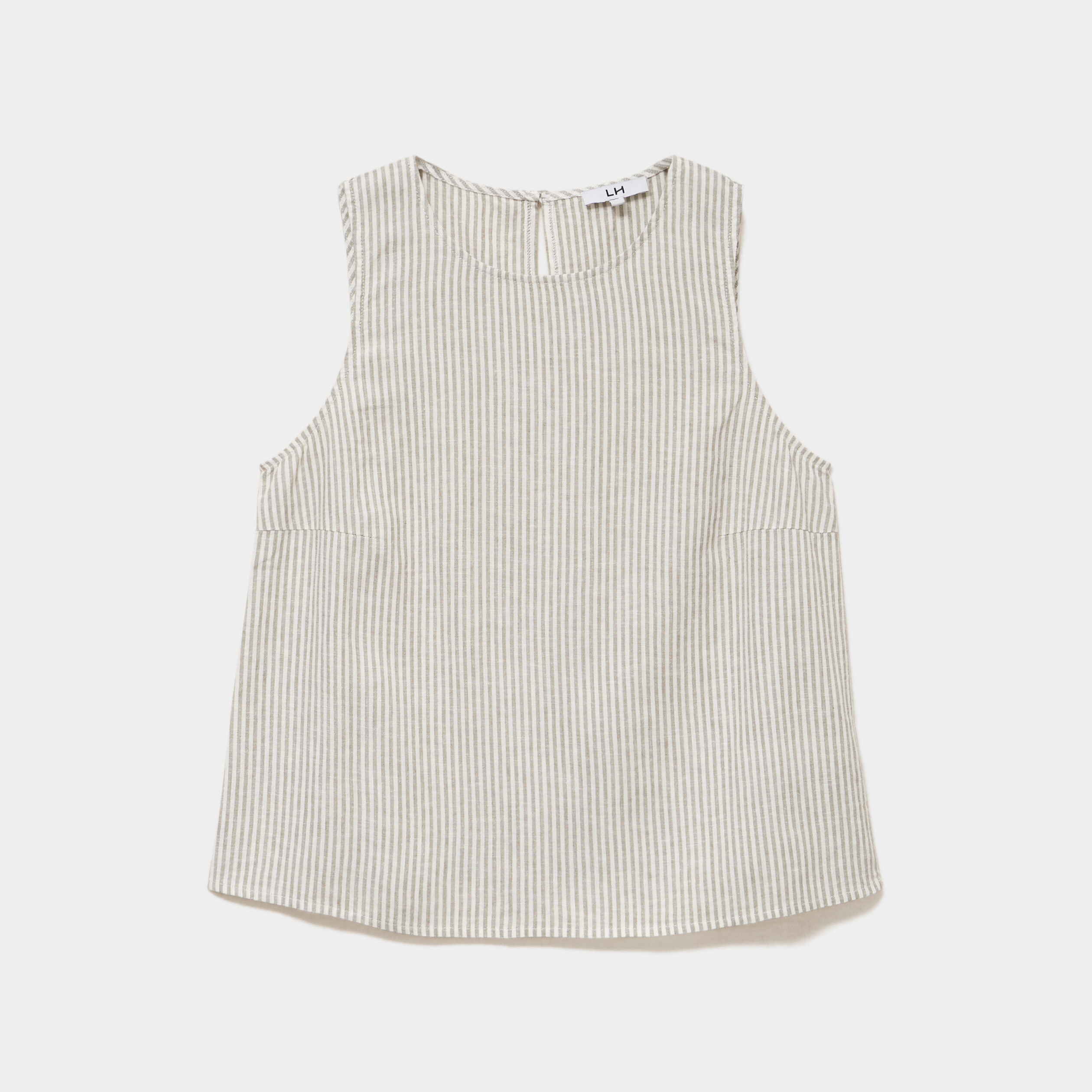 Blouse sans manches lin m&eacute;lang&eacute; blanc femme