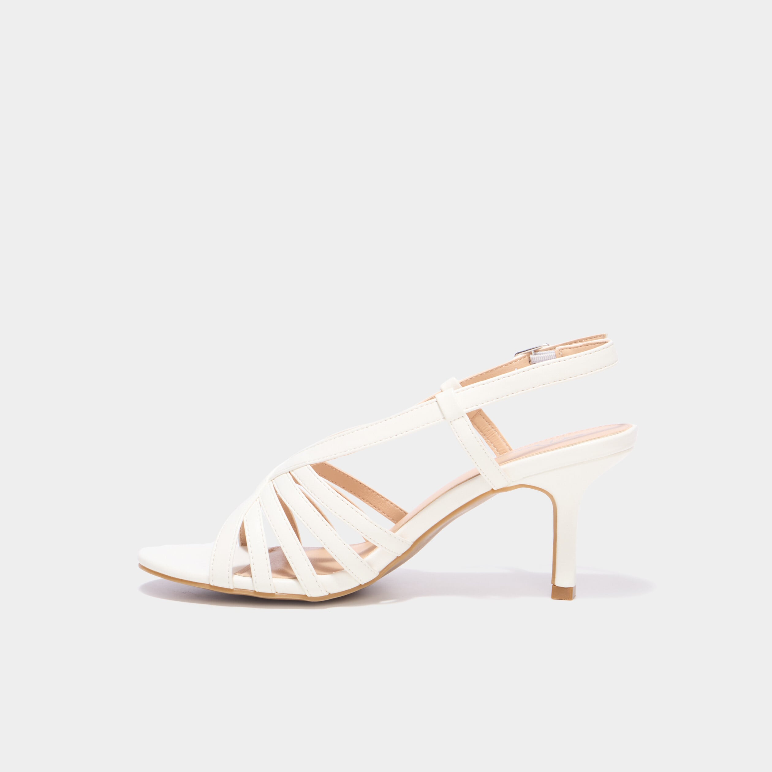 Sandales &agrave; talons avec bride blanc femme