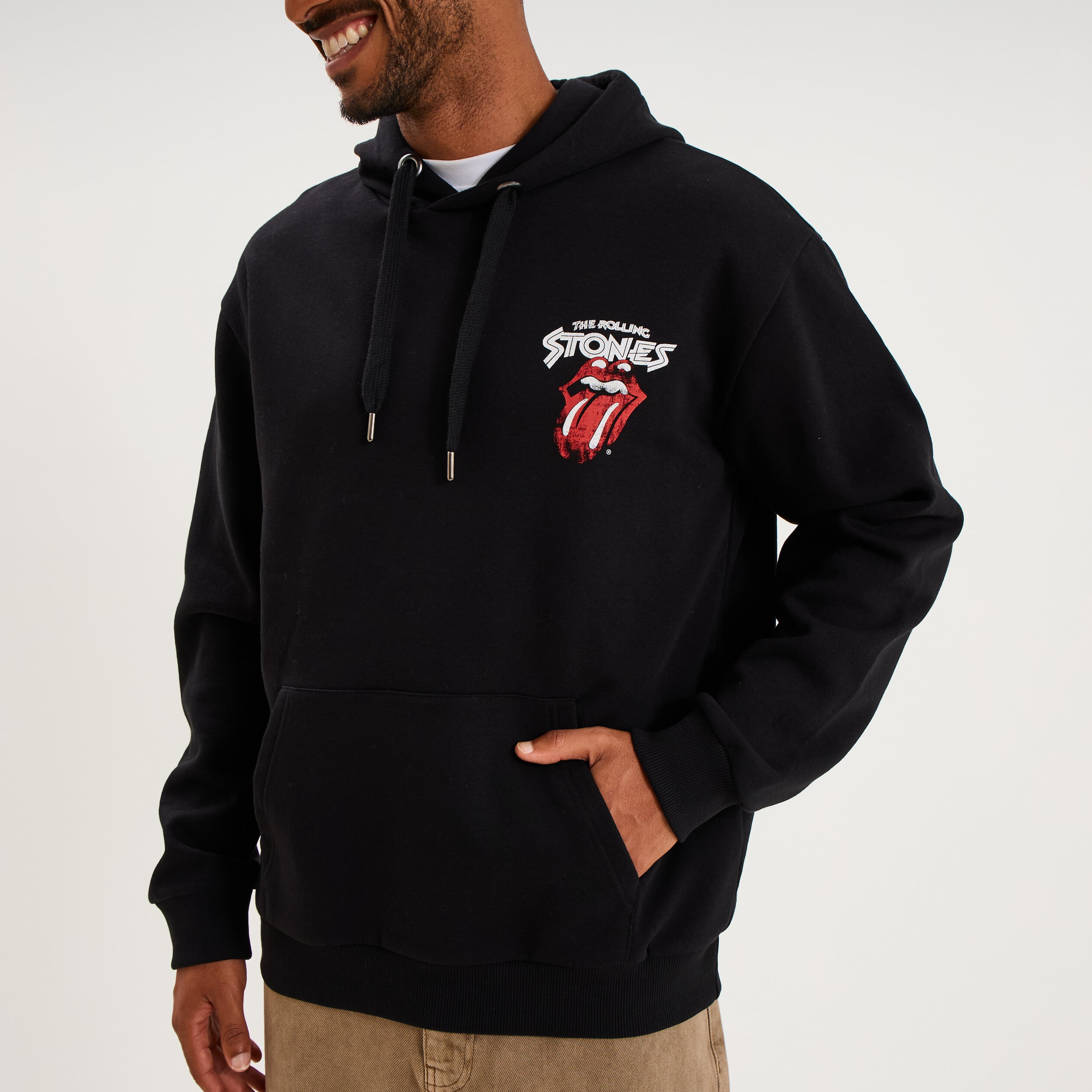 Sweat hoodie 1 poche The Rolling Stones gris fonc&eacute; homme