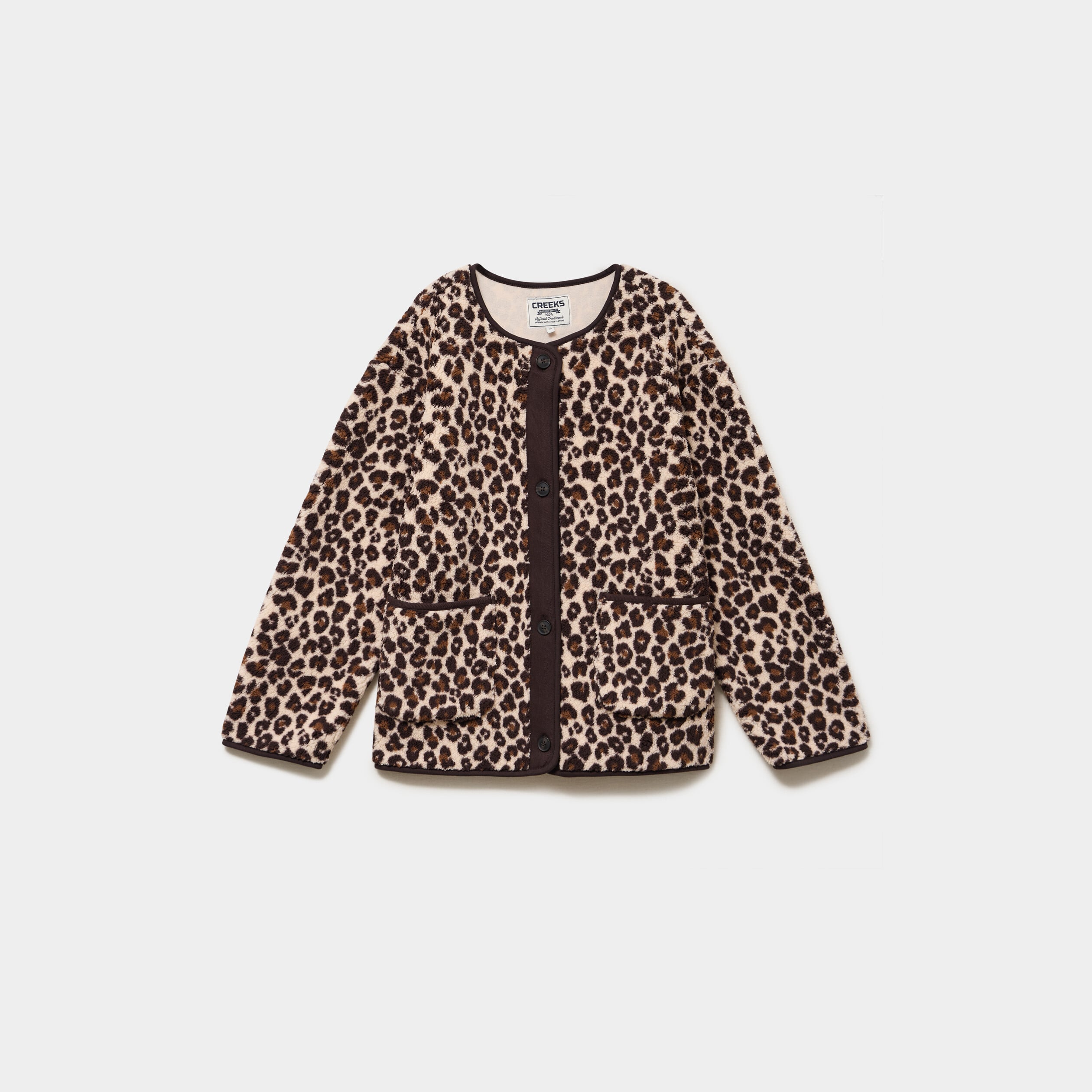 Veste sherpa doubl&eacute;e boutonn&eacute;e beige clair femme