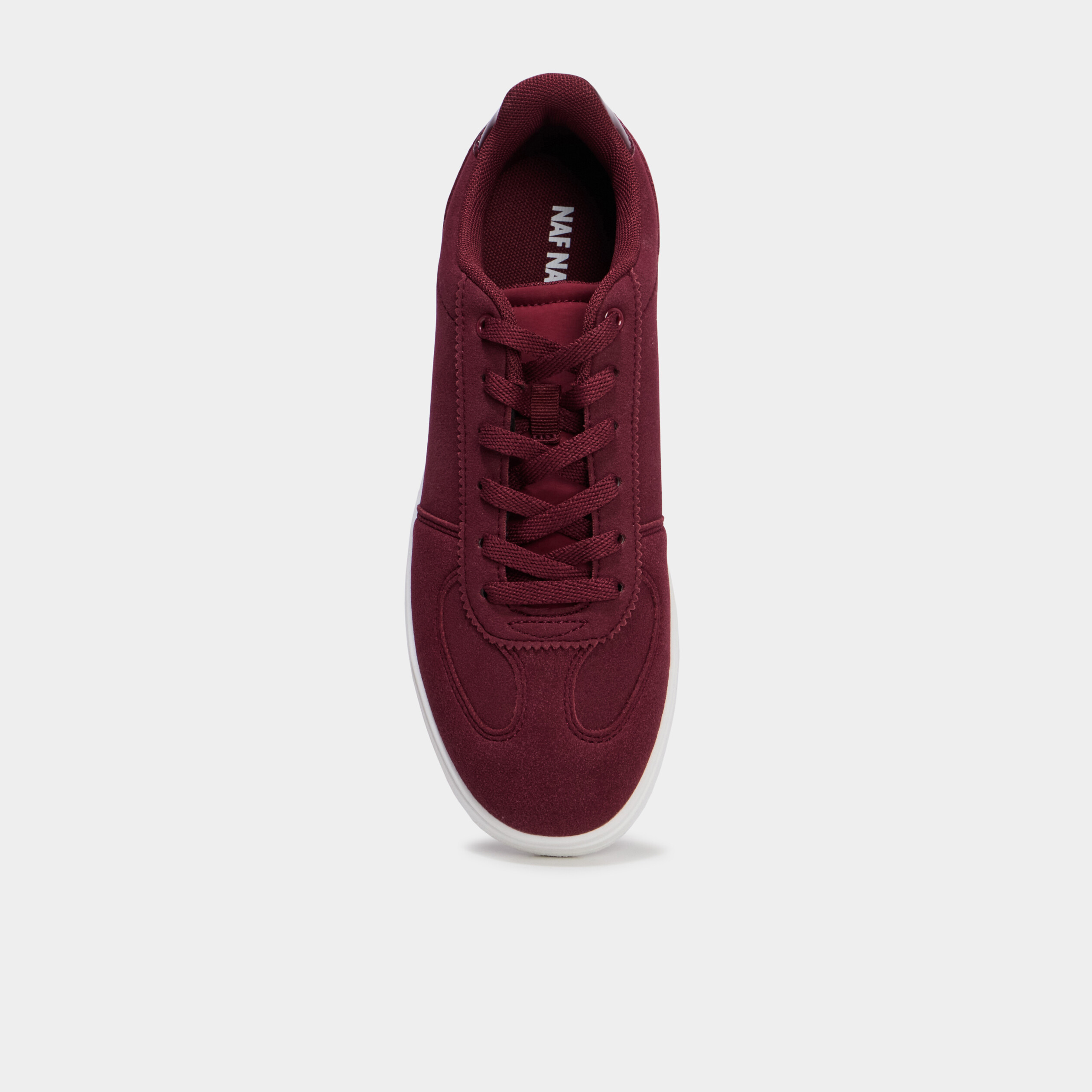 Baskets en su&eacute;dine &agrave; lacets bordeaux femme