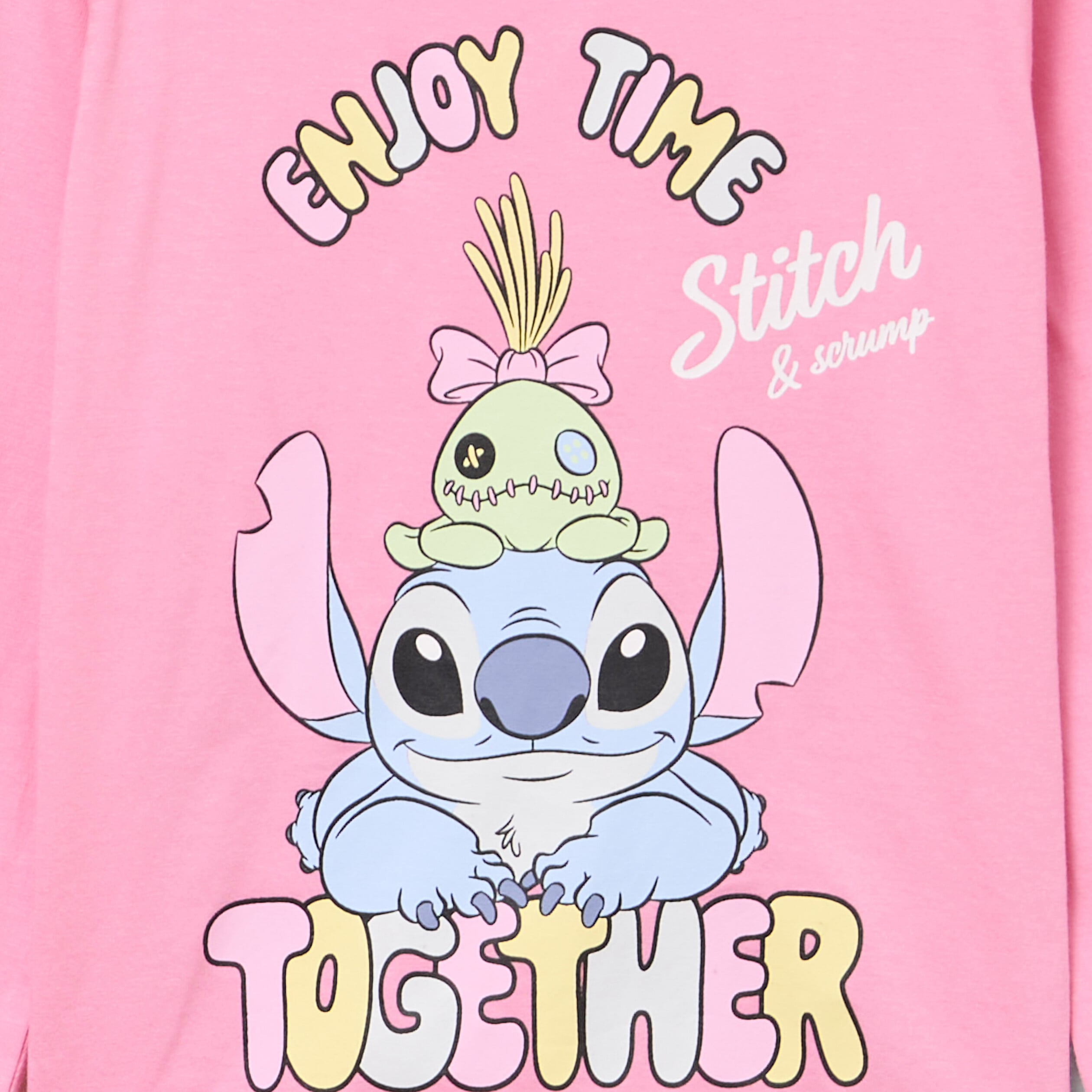 Ensemble pyjama 2 pi&egrave;ces coton Stitch rose fille