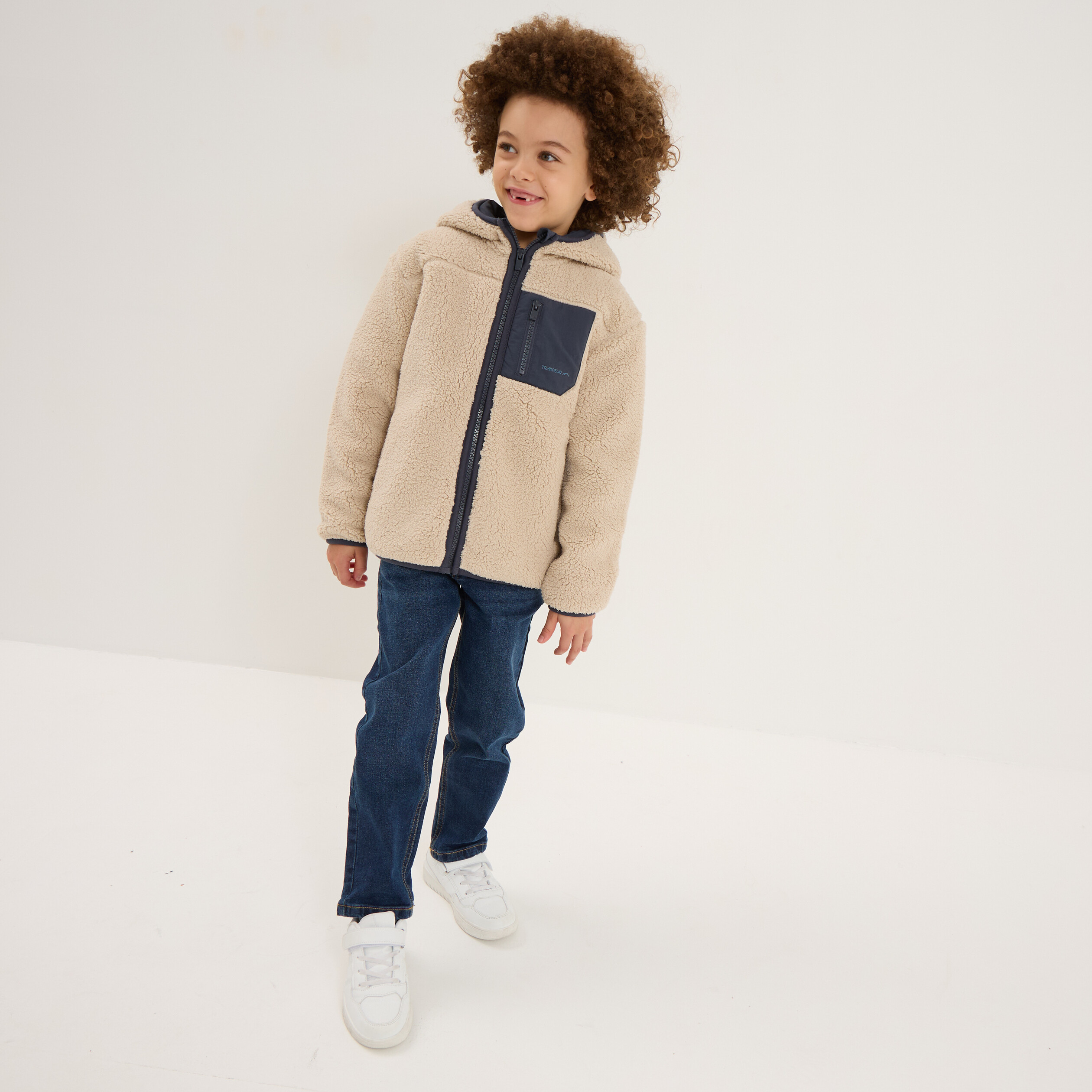 Veste effet sherpa à capuche beige garçon | La Halle