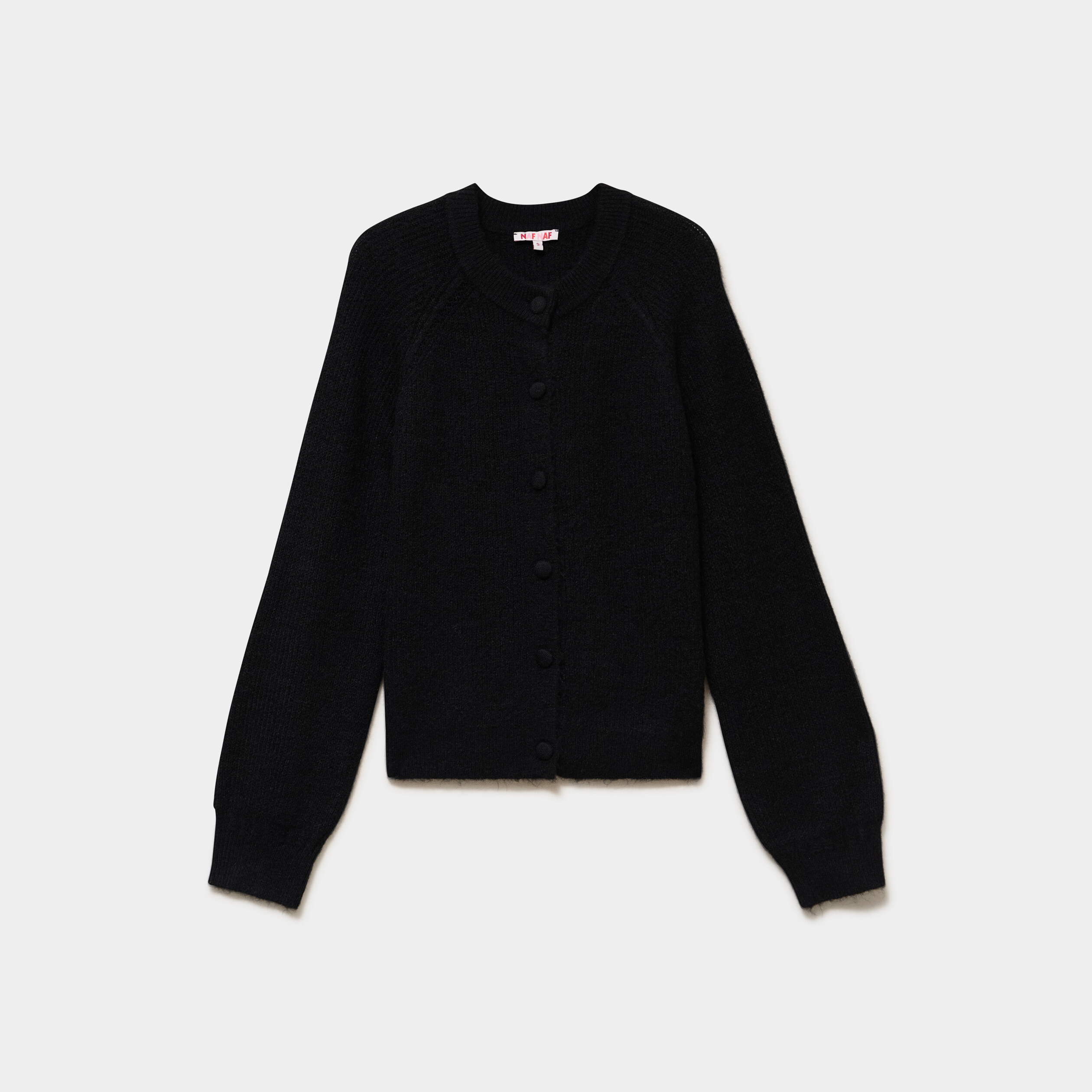 Gilet cardigan col rond boutonn&eacute; noir femme