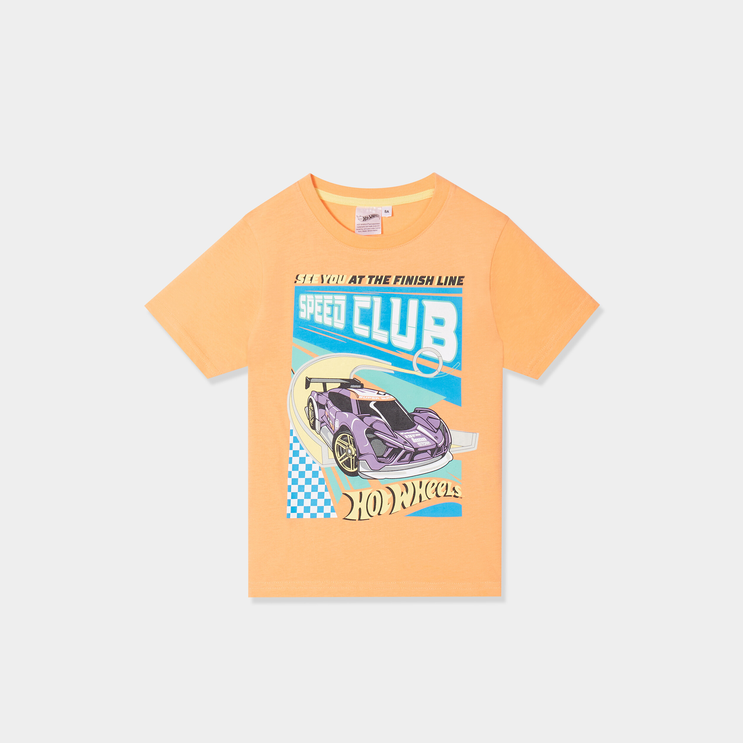t shirt manches courtes coton hotwheels orange clair garcon T-shirt manches courtes coton Hotwheels orange clair garçon