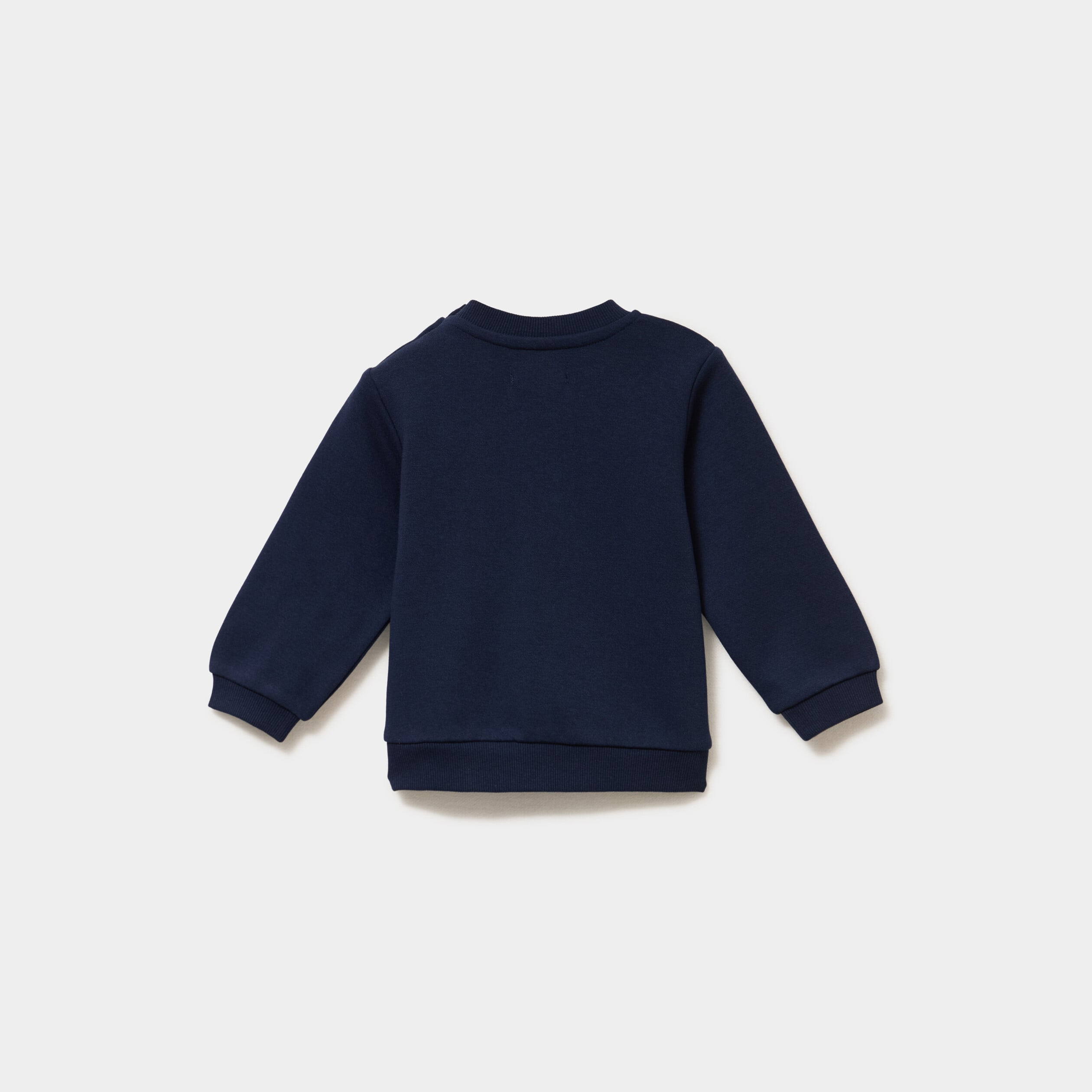 Sweat molletonn&eacute; &eacute;paule boutonn&eacute;e bleu marine b&eacute;b&eacute; gar&ccedil;on