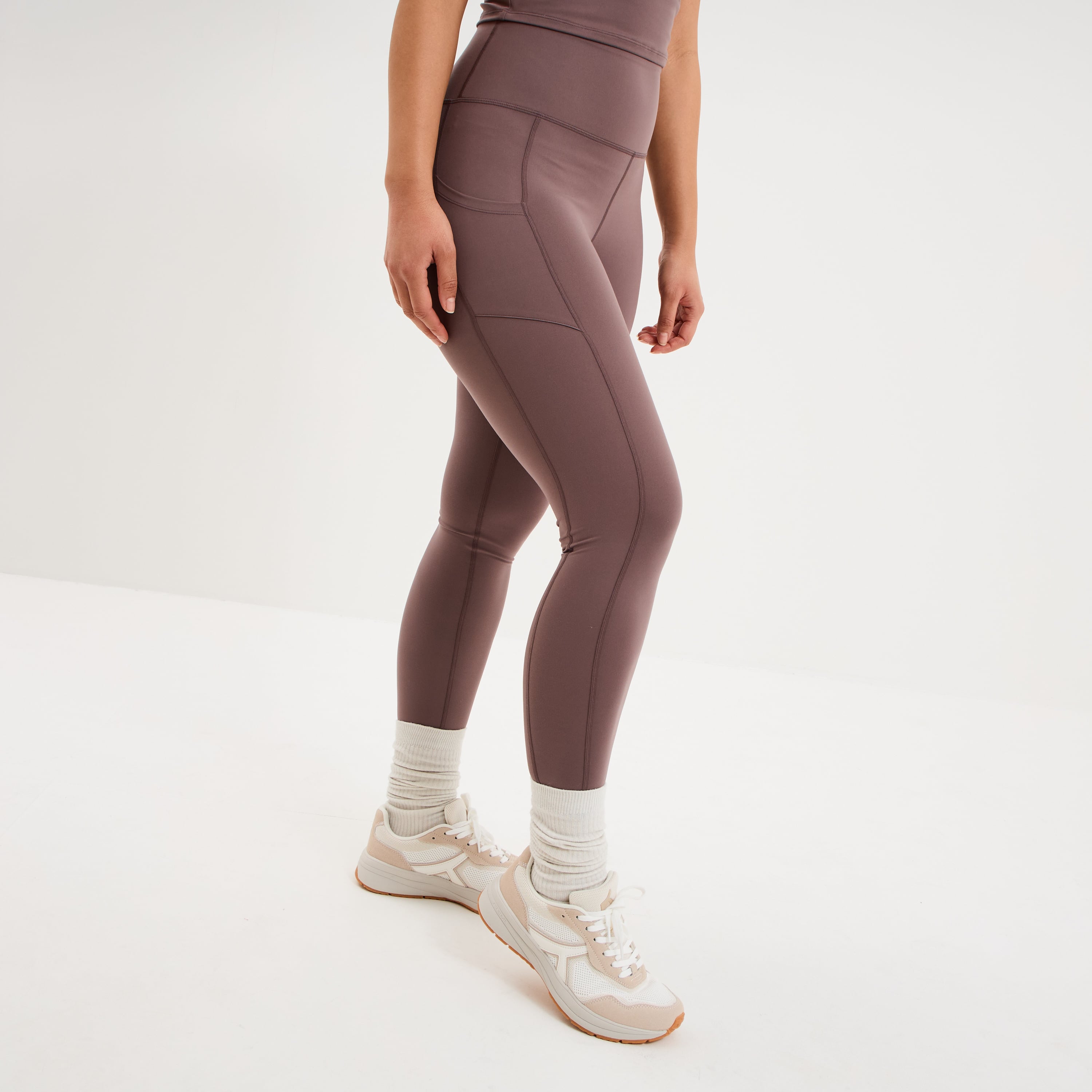 Legging de sport taille haute mauve femme