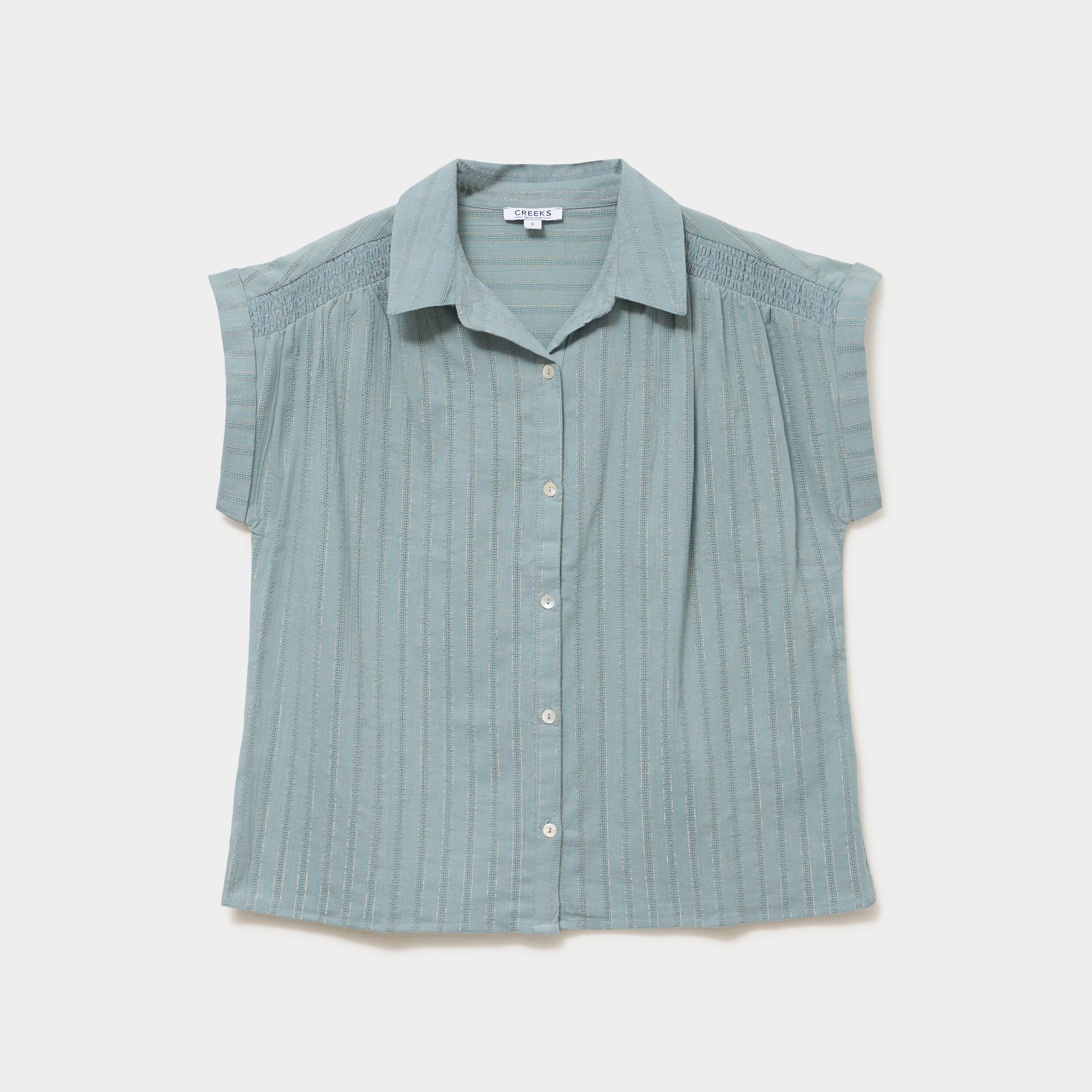 Blouse manches courtes bleu gris femme