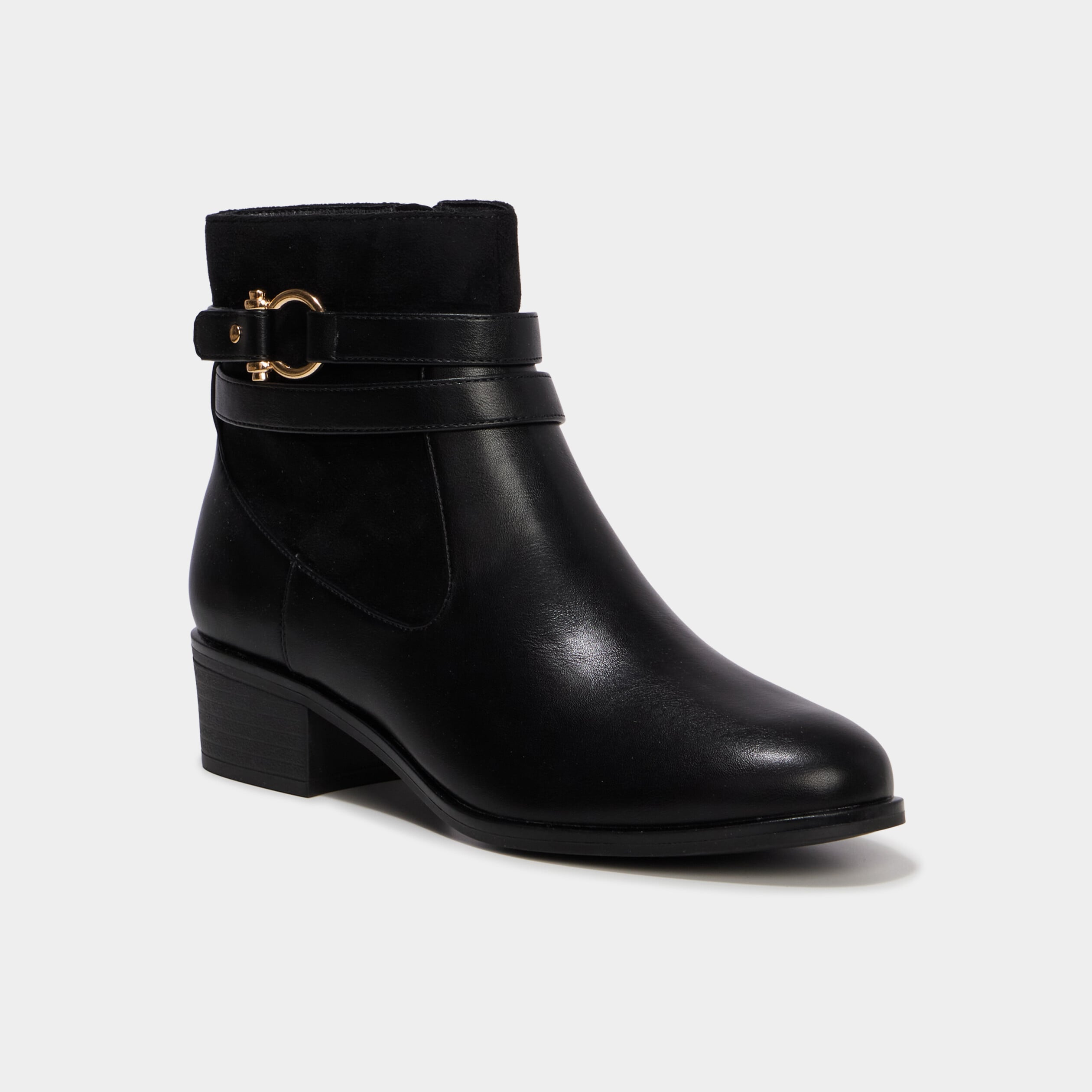 Boots chelsea d&eacute;tails boucles noir femme