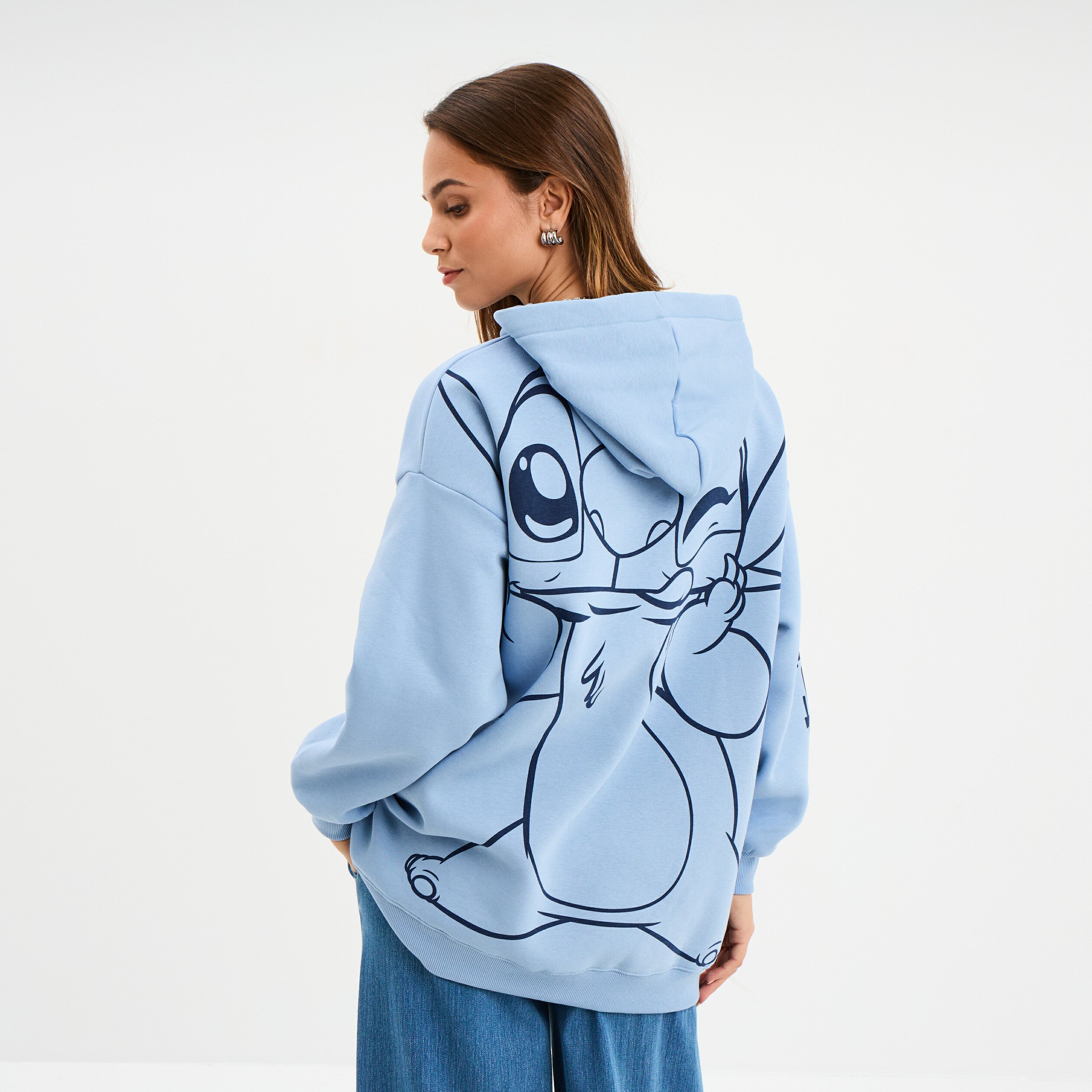 sweat hoodie oversize a capuche stitch bleu femme Sweat hoodie oversize à capuche Stitch bleu femme