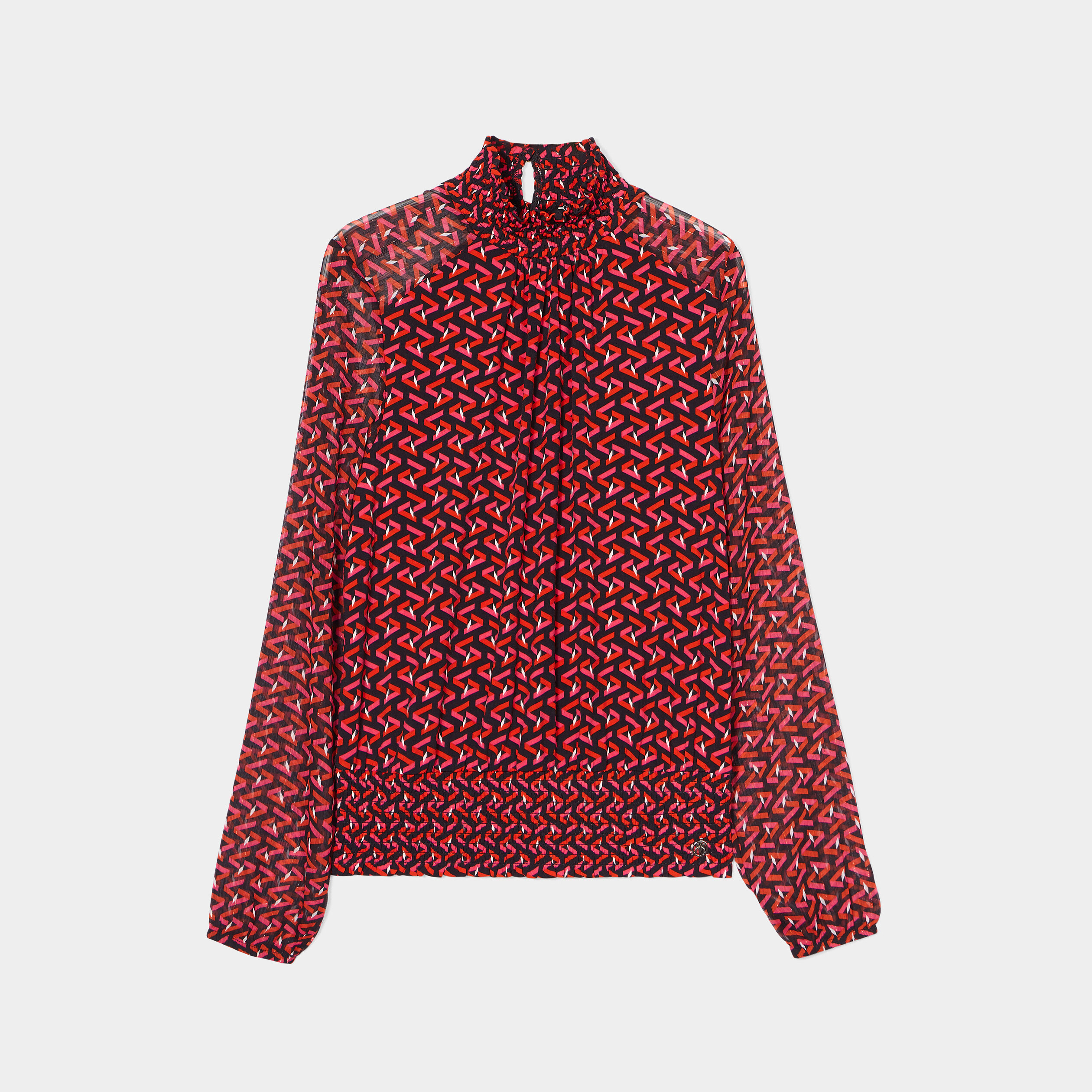 blouse manches longues a col montant noir femme Blouse manches longues à col montant noir femme