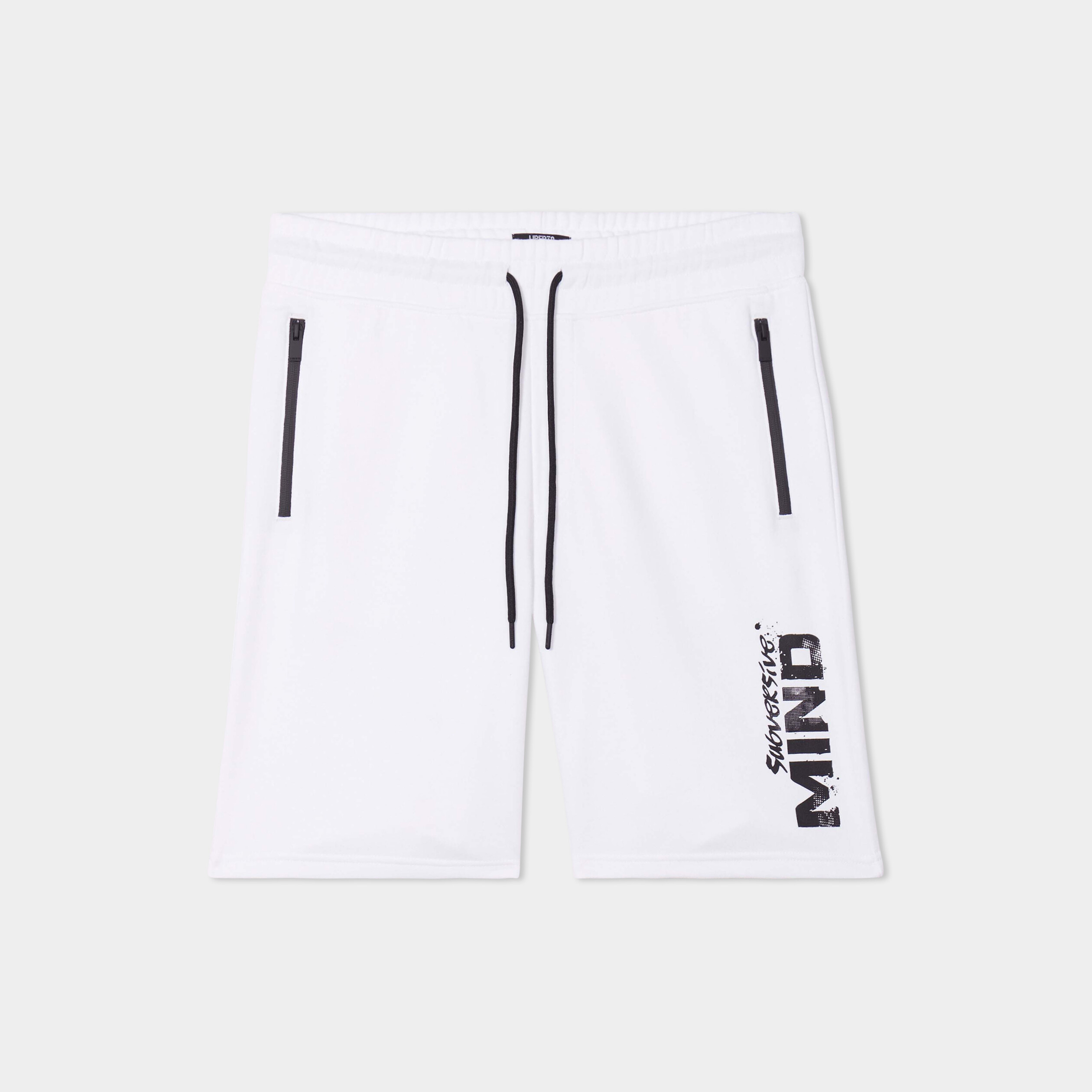 short jogging droit avec poches zippees blanc homme Short jogging droit avec poches zippées blanc homme